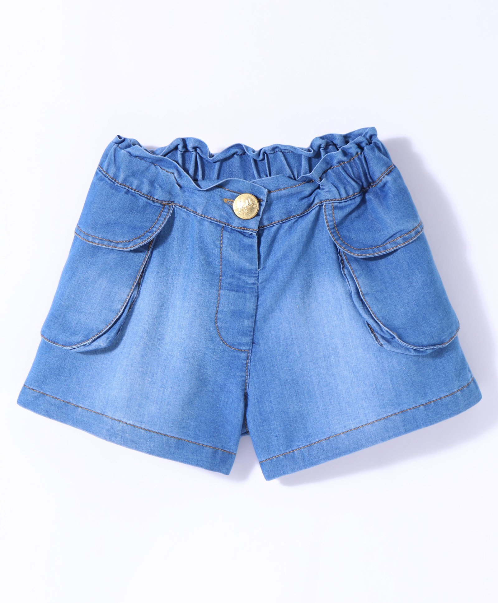Little Kangaroos Cotton Woven Washed Denim Shorts - Medium Blue-picture-31