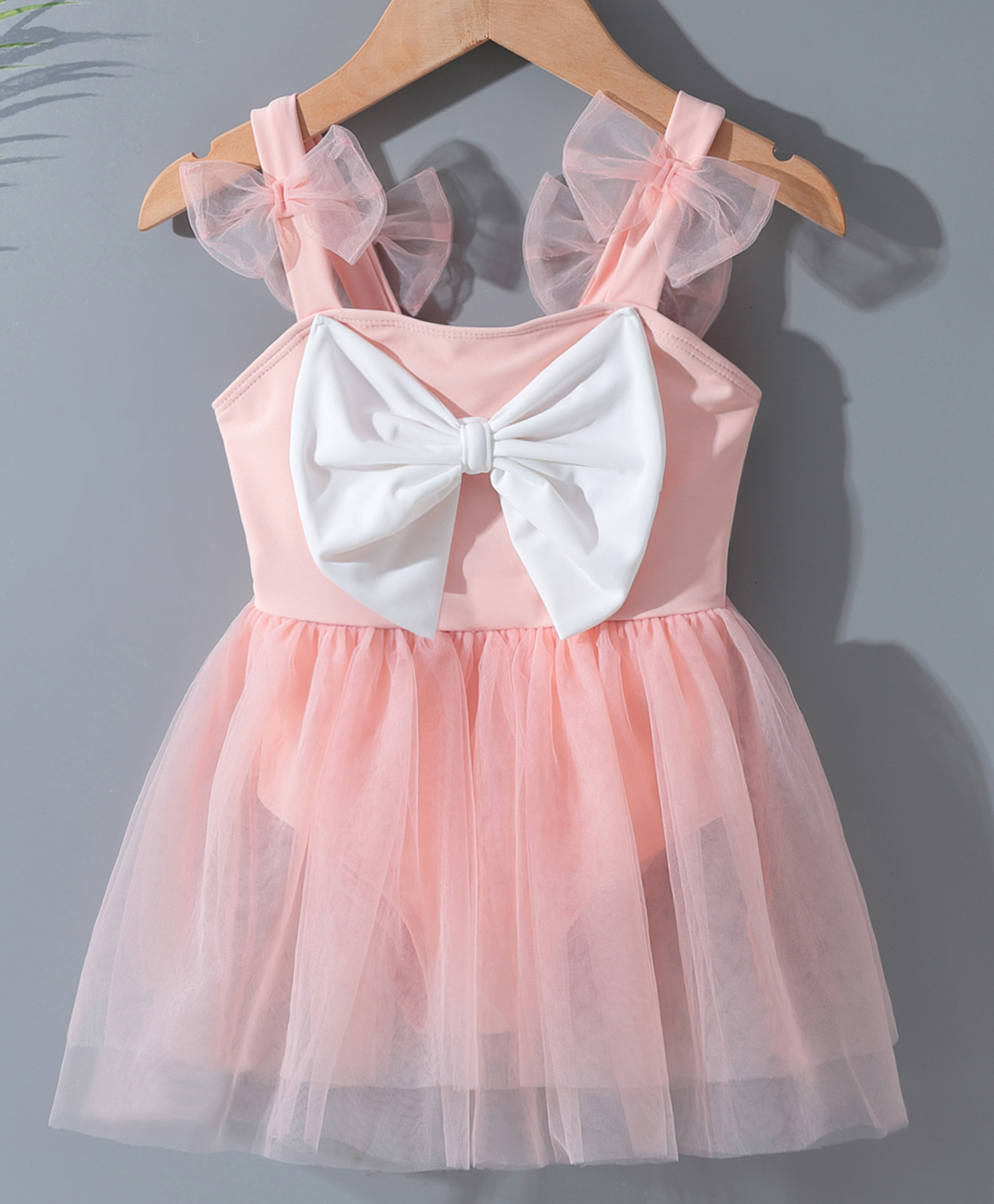 Kookie Kids Sleeveless Frock Swimsuit with Bow Applique - Pink-image-46