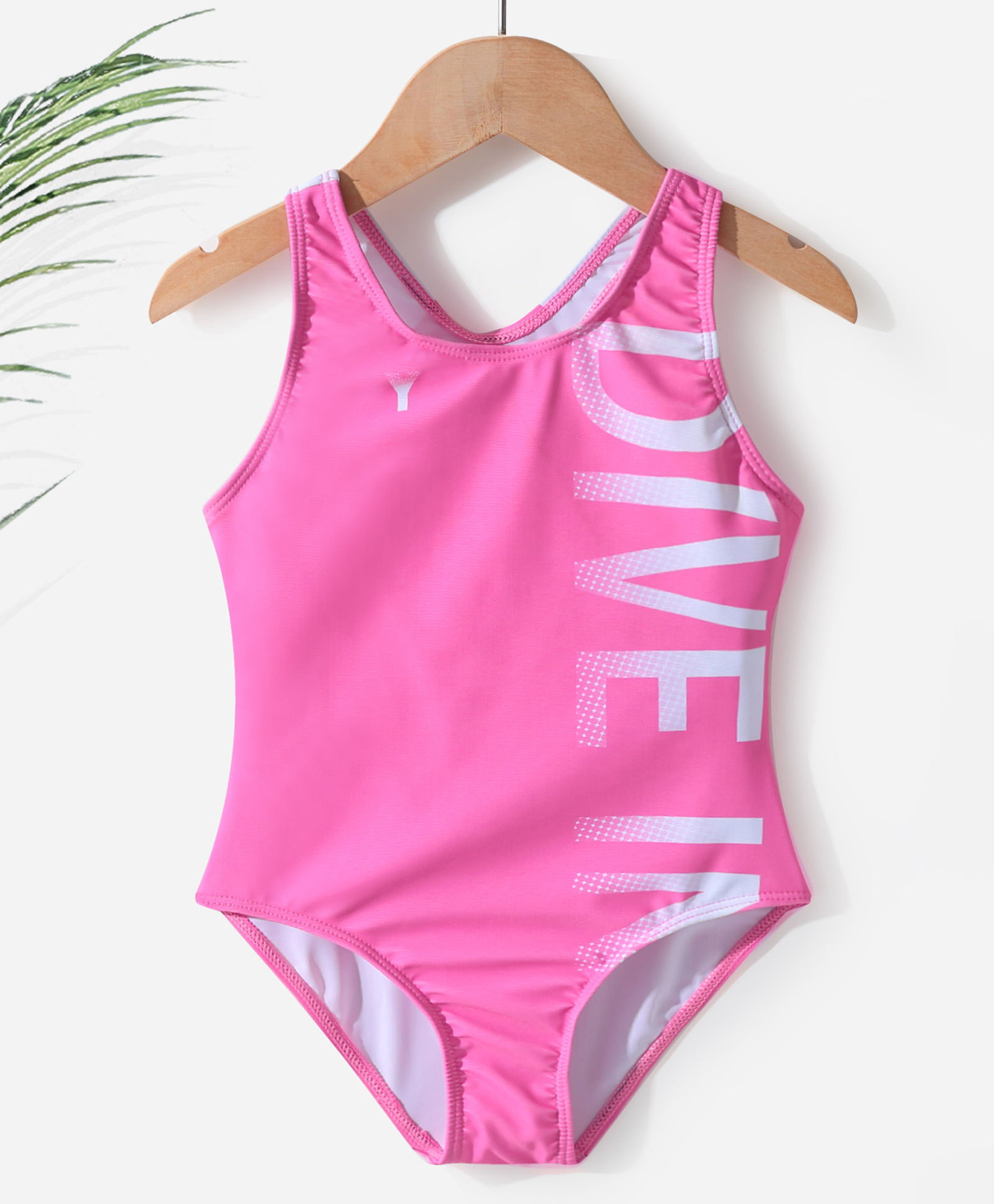 Pine Active Sleeveless  V Cut Swimsuit with Text Print - Pink-picture-36