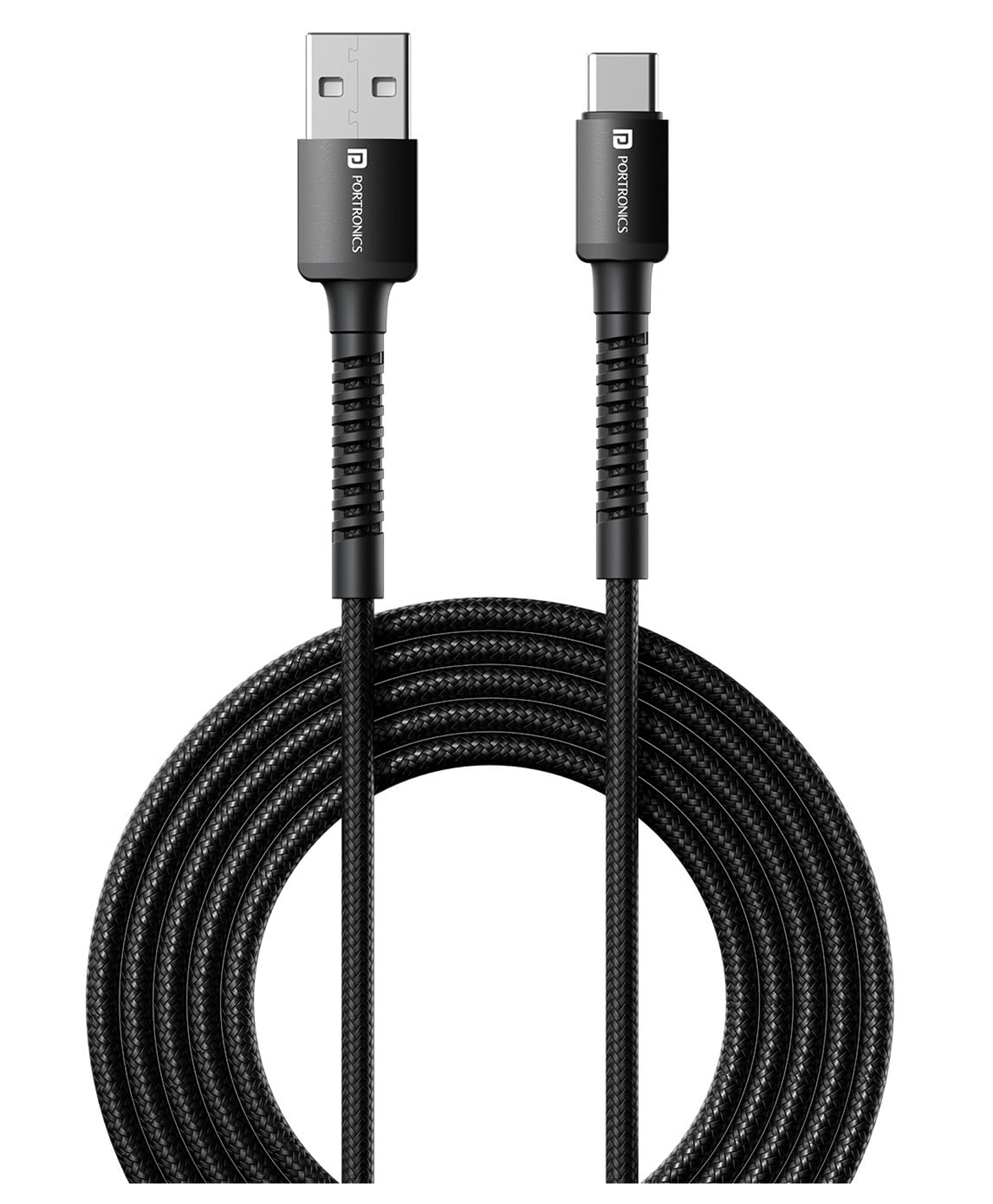 Portronics POR-2137 Konnect X USB to Type C Cable with 3A Output Fast Charging and Data Transfer Nylon Braided Aluminium Alloy Shell 1M Length compatible with Type C Smartphones-Black-image-21