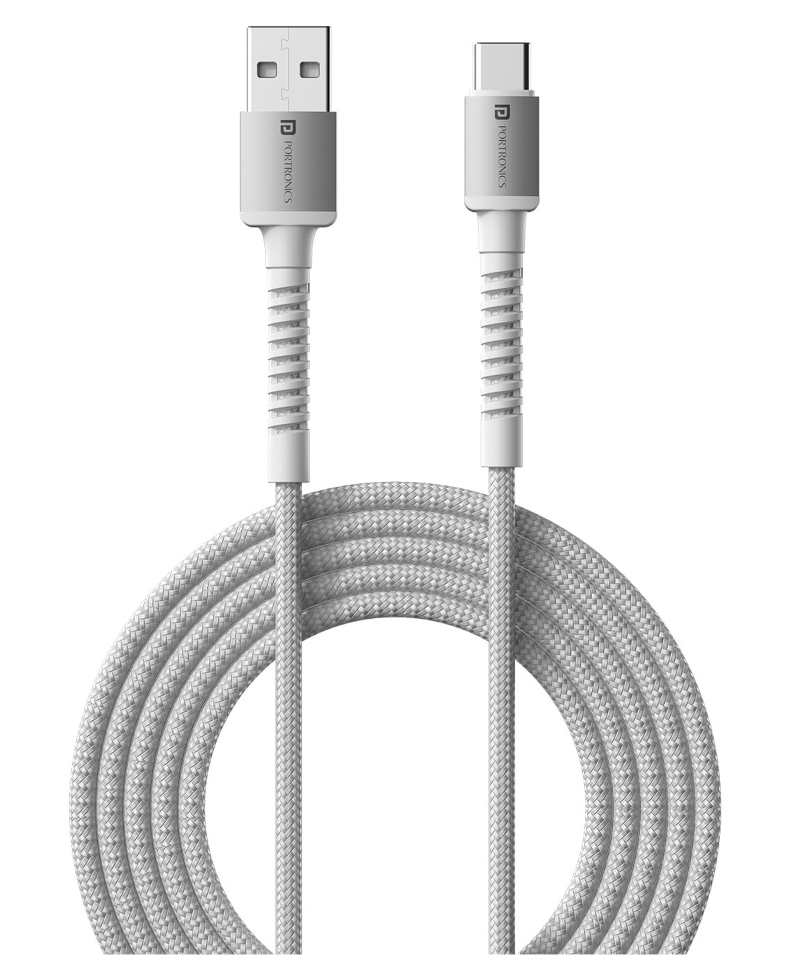 PortronicsPOR-2138  Konnect X USB to Type C Cable with 3A Output Fast Charging and Data Transfer Nylon Braided Aluminium Alloy Shell 1M Length compatible with Type C Smartphones-White-image-5