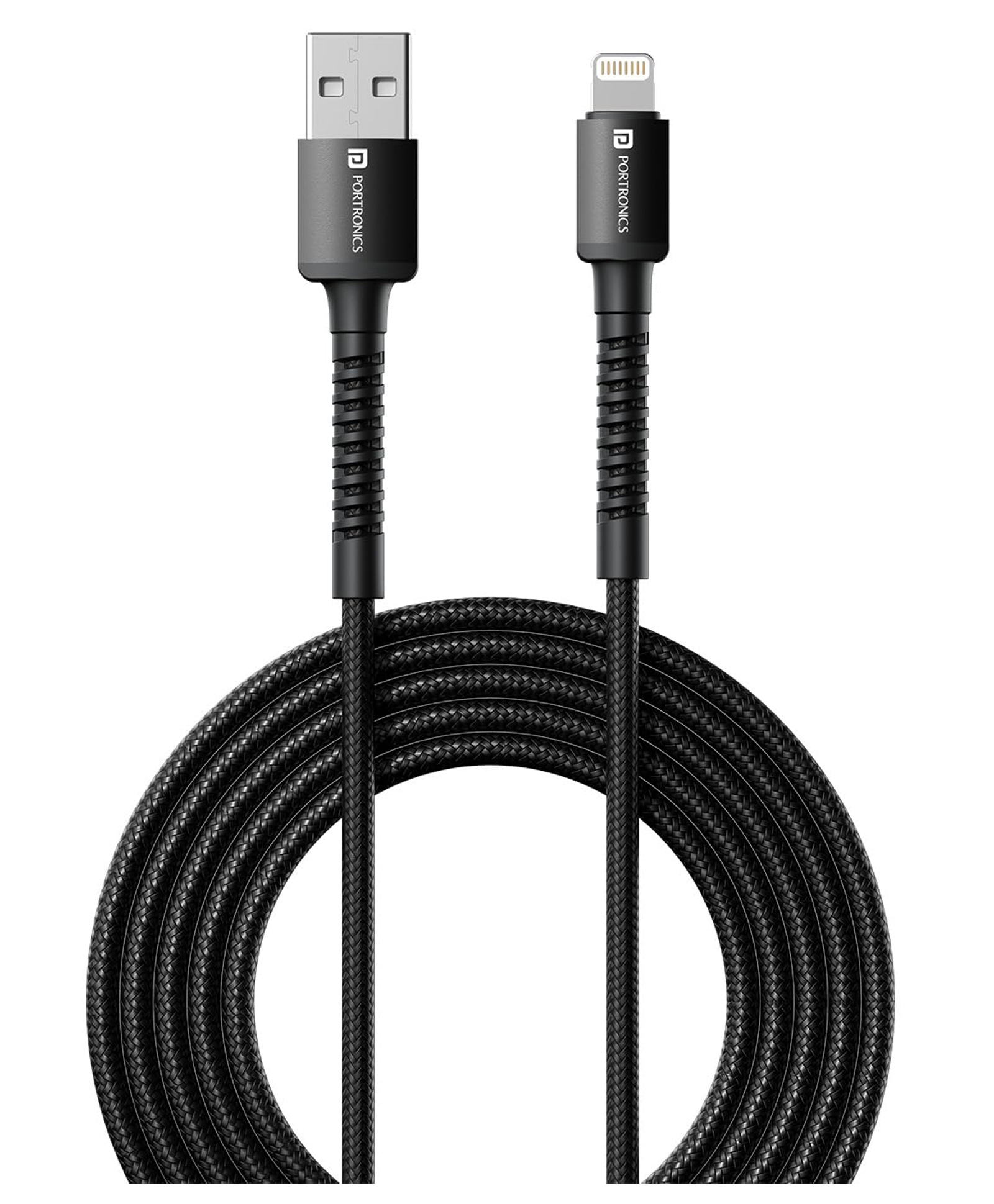 Portronics POR-2158 Konnnect X USB to 8 Pin Cable with 3A Output Fast Charging and Data Transfer Nylon Braided Aluminium Alloy Shell 1M Length compatible with 8 PIN Devices-Black-picture-22