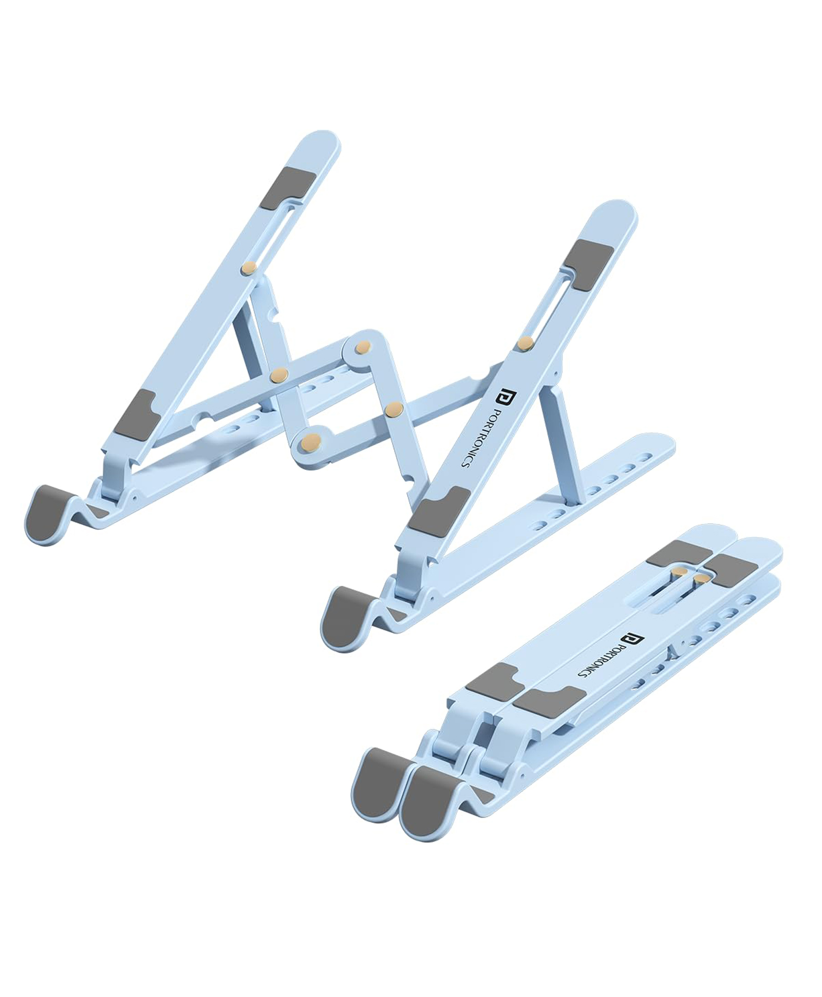 Portronics POR-2140 My Buddy K Lite Foldable Laptop Stand with Adjustable Heights Anti Slip Silicone Pads Collapsible Design 5 kg Max Weight ABS Build Portable and Lightweight Holder Riser-Blue-picture-14