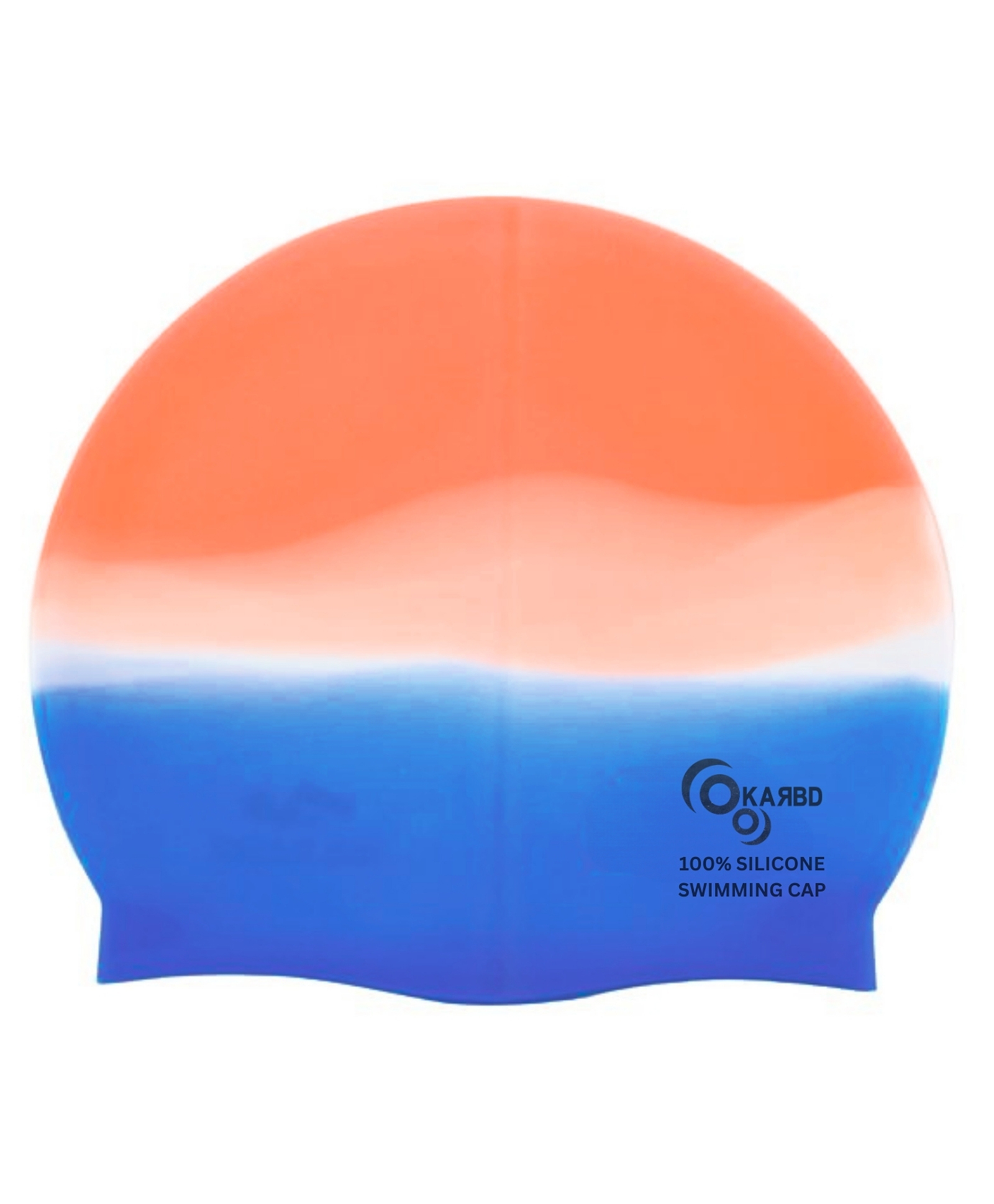 KARBD Silicone Universal Size Swimming Cap - Multicolor Orange White Blue-image-20