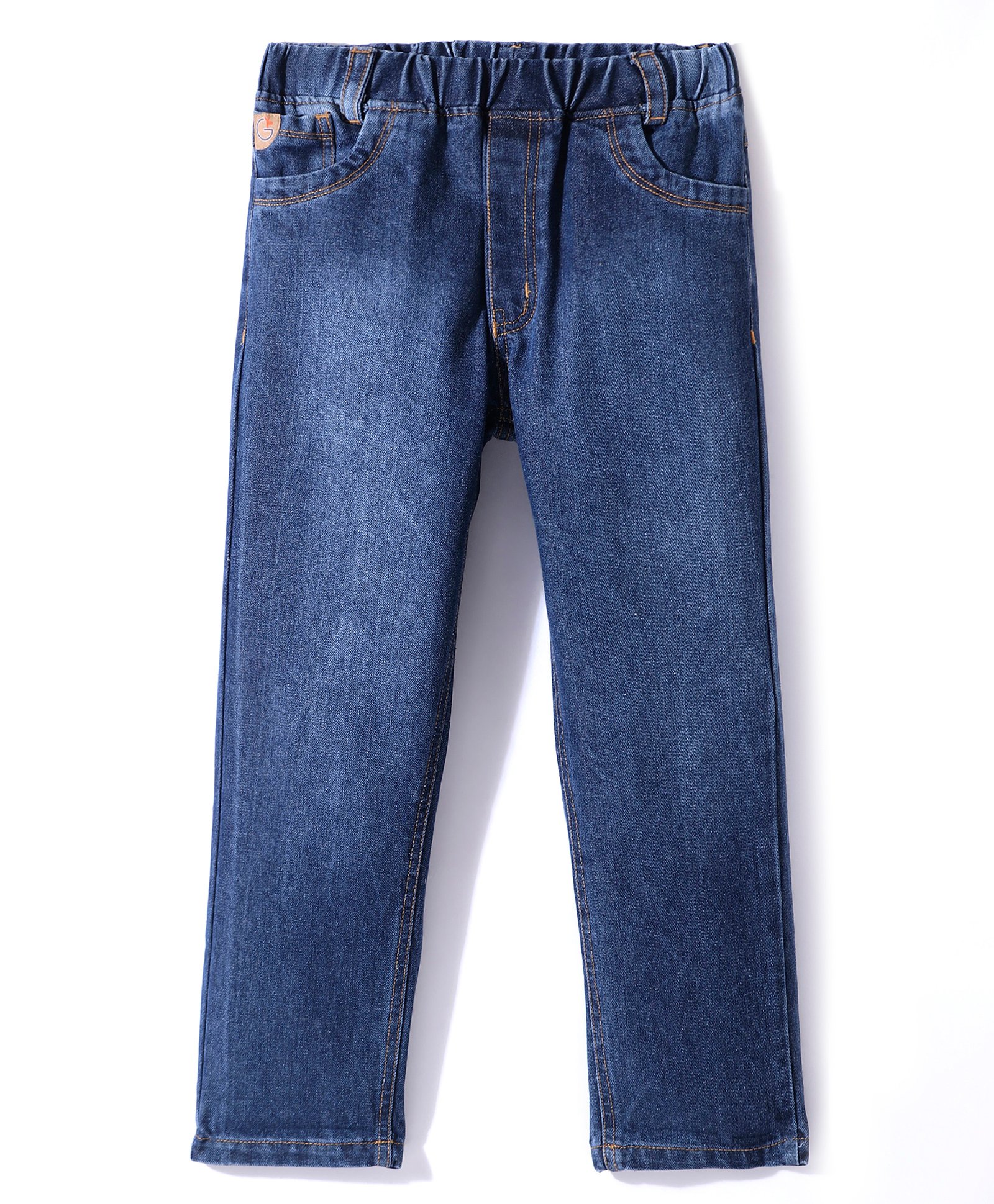 Little Kangaroos Cotton Full Length Washed Denim Jeans - Dark Blue-picture-17