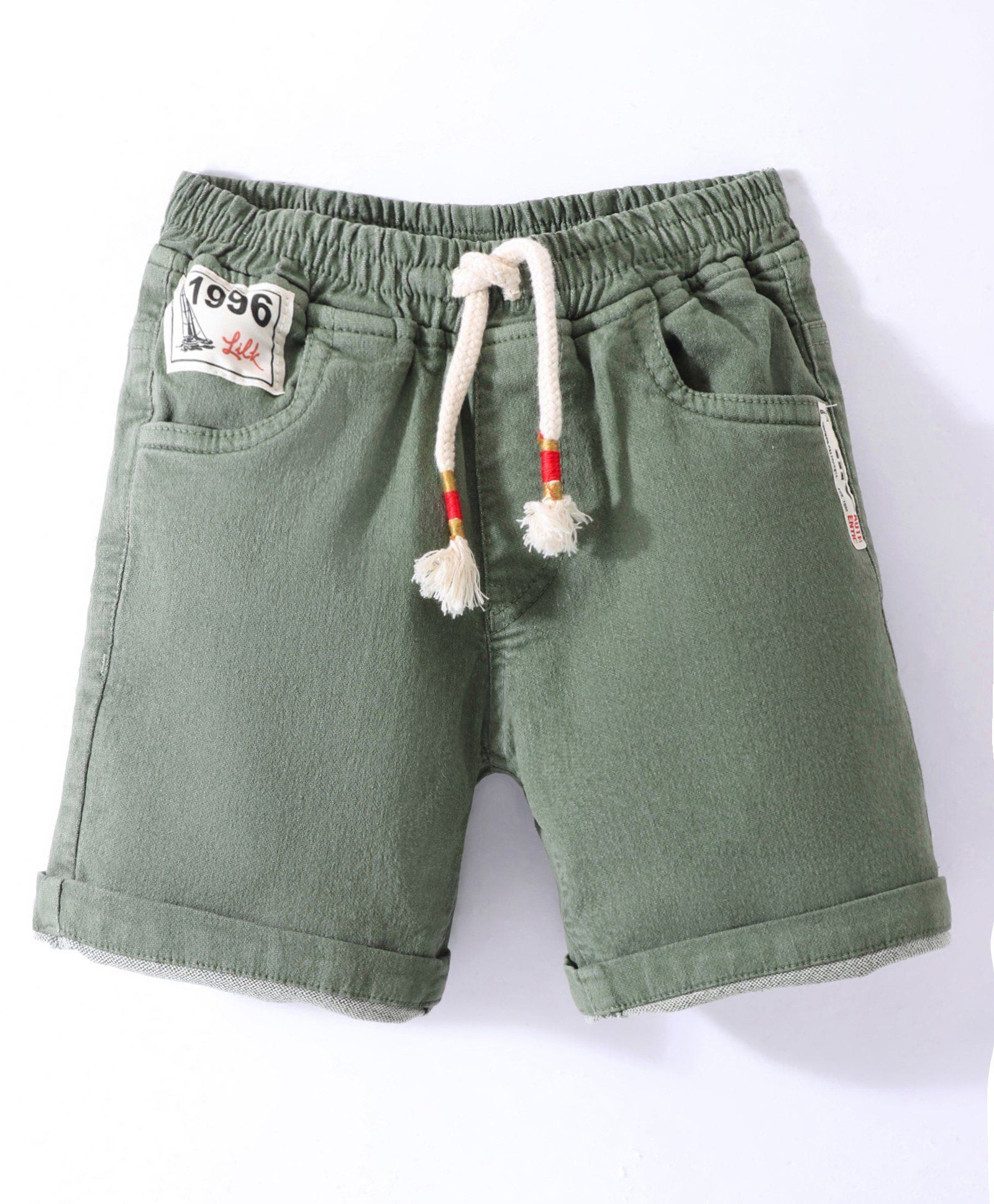Little Kangaroos Cotton Woven Above Knee Length Solid Shorts - Pista Green-picture-25