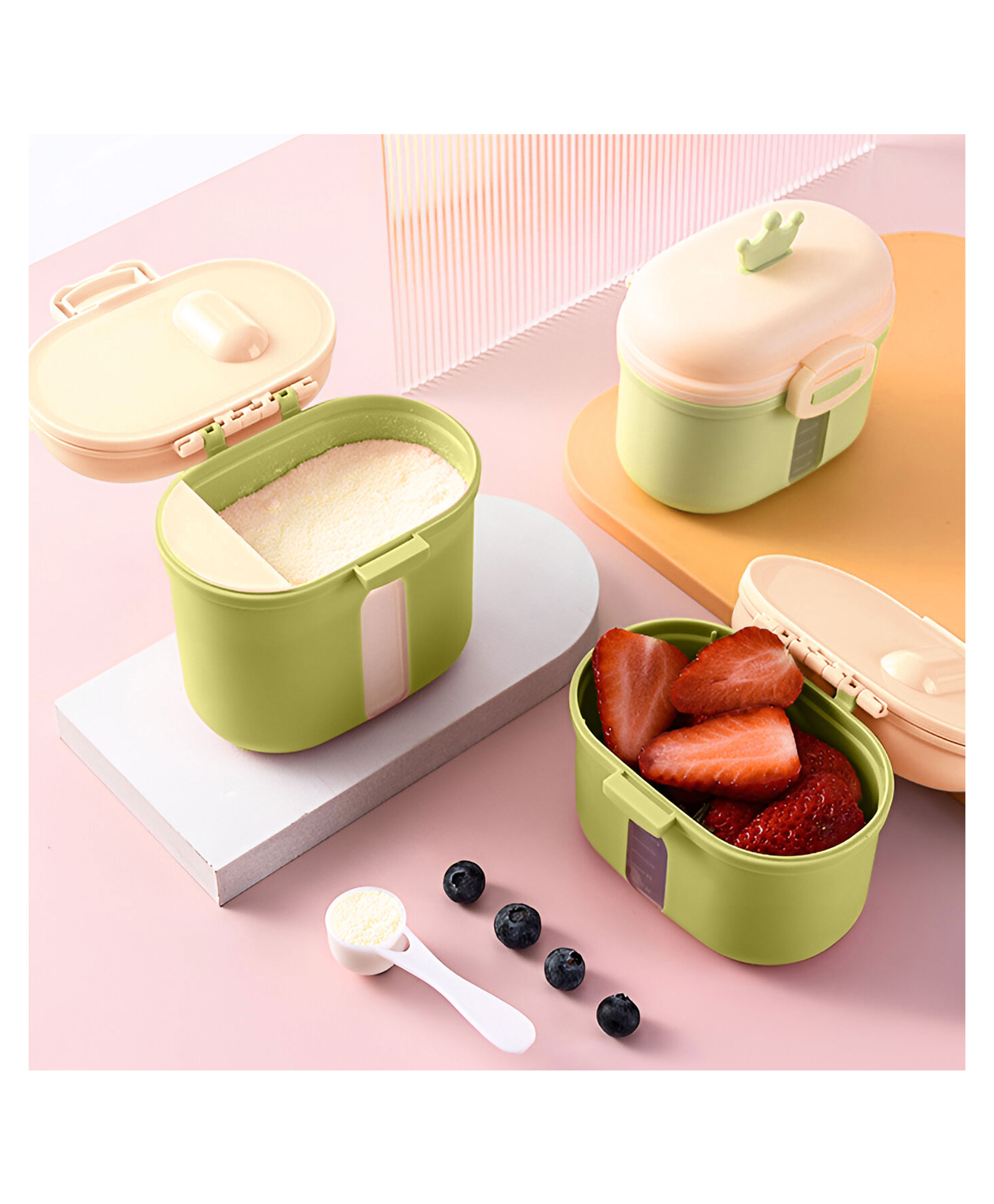Bembika Milk Powder Storage Container with Scoop and Leveler - Green(360 g)-picture-19