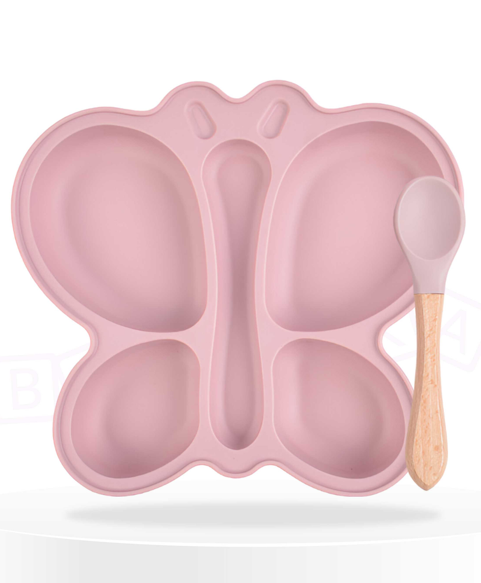 Bembika Baby Feeding Essential Baby Dinner Set Silicone Tableware Set for Baby Butterfly Design Pack Of 2 - Pink-picture-23