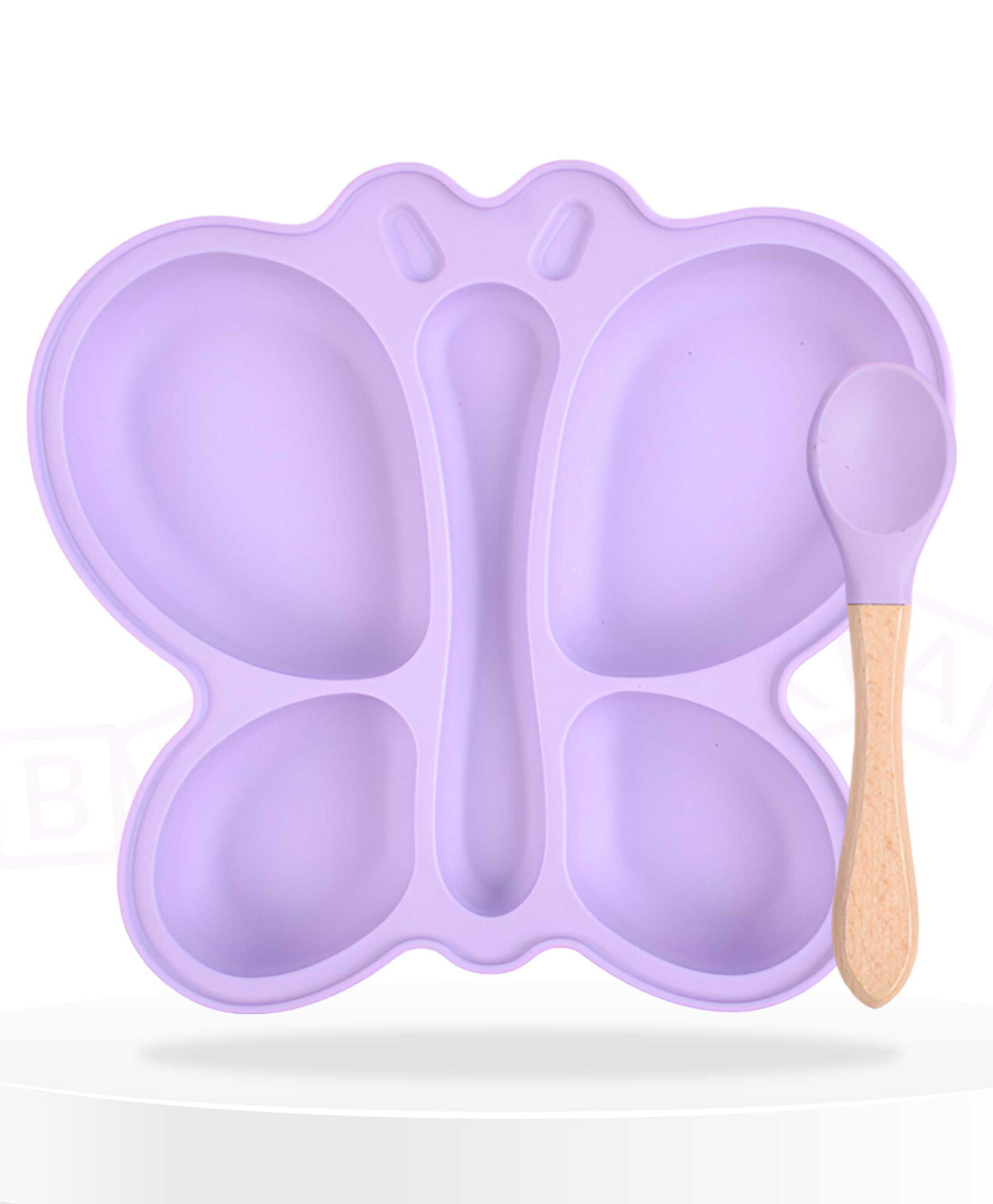 Bembika Baby Feeding Essential Baby Dinner Set Silicone Tableware Set for Baby Butterfly Design Pack Of 2 - Purple-image-44