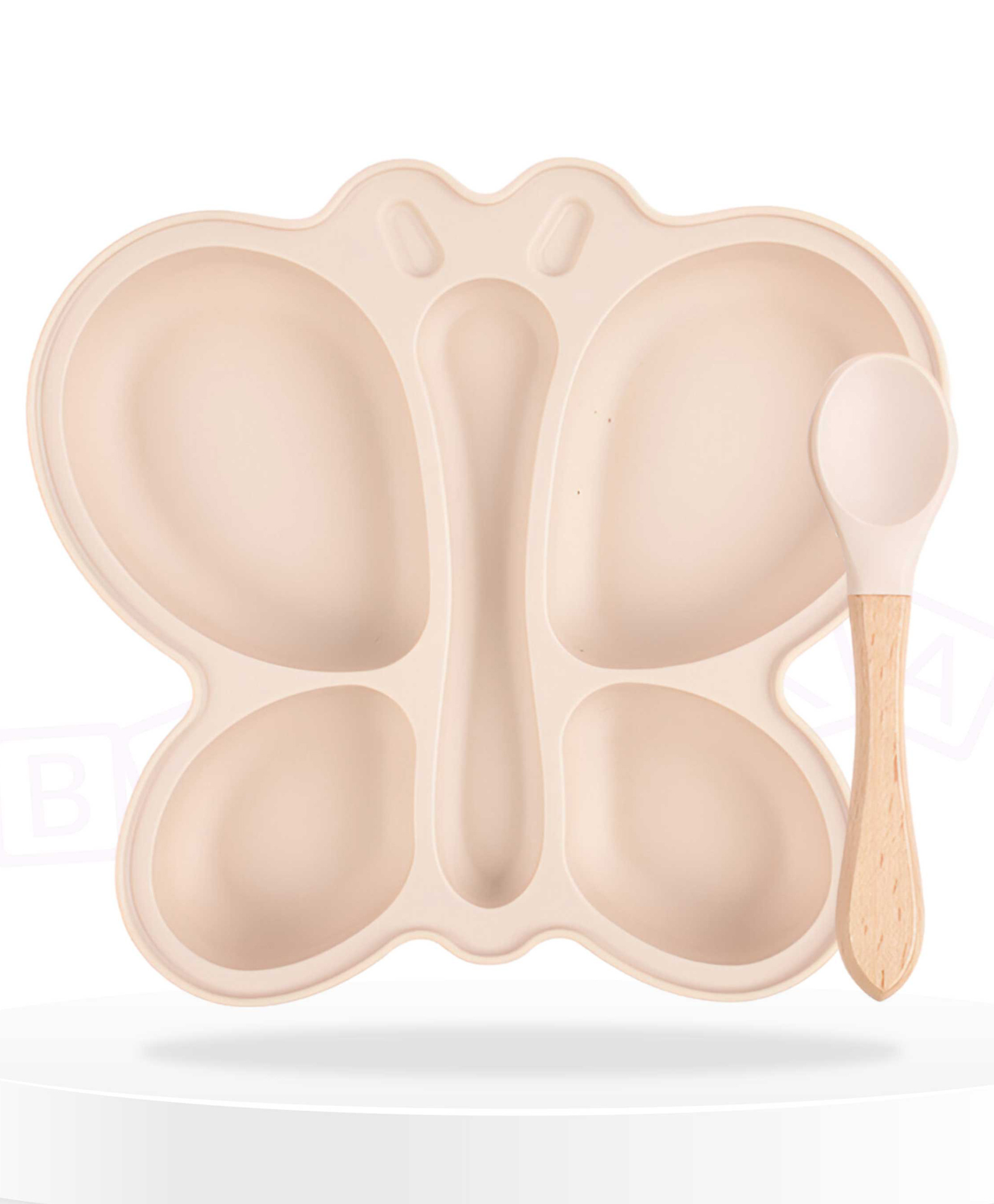 Bembika Baby Feeding Essential Baby Dinner Set Silicone Tableware Set for Baby Butterfly Design Pack Of 2 - Beige-image-23