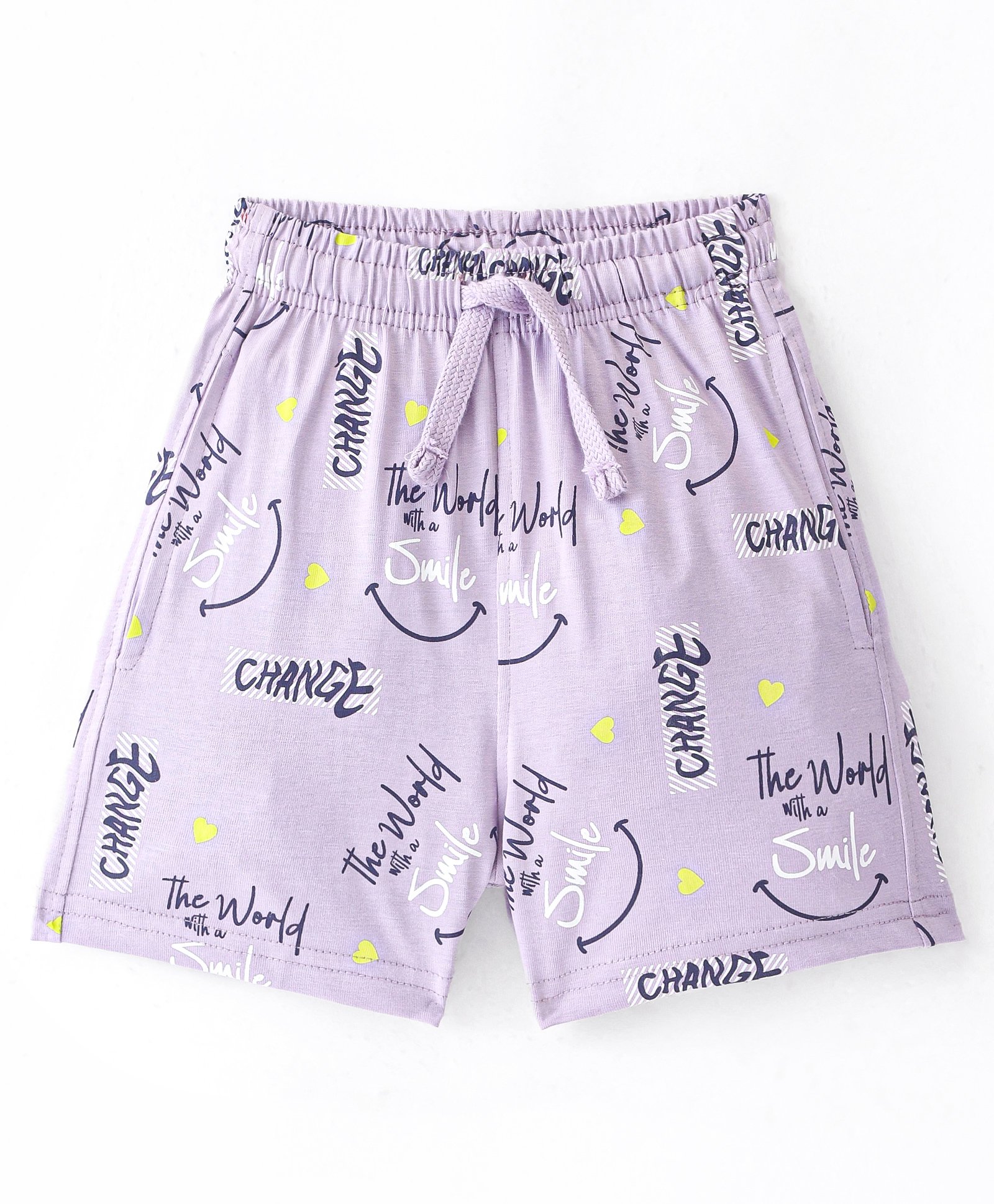 Doreme Single Jersey Knee Length Shorts with Text Print - Lilac-picture-17