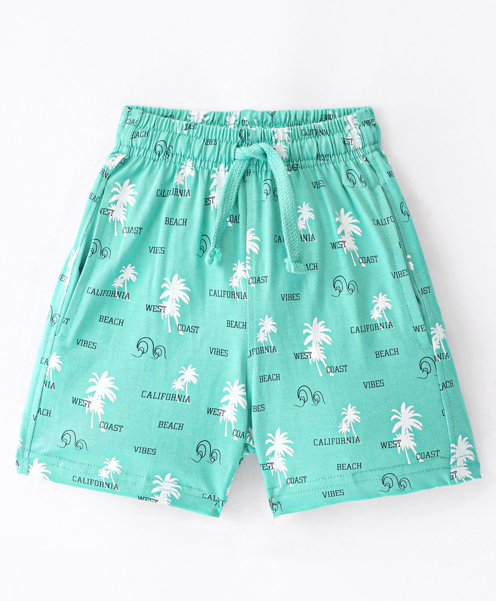 Doreme Single Jersey Knee Length Shorts with Tropical & Text Print - Green-picture-20