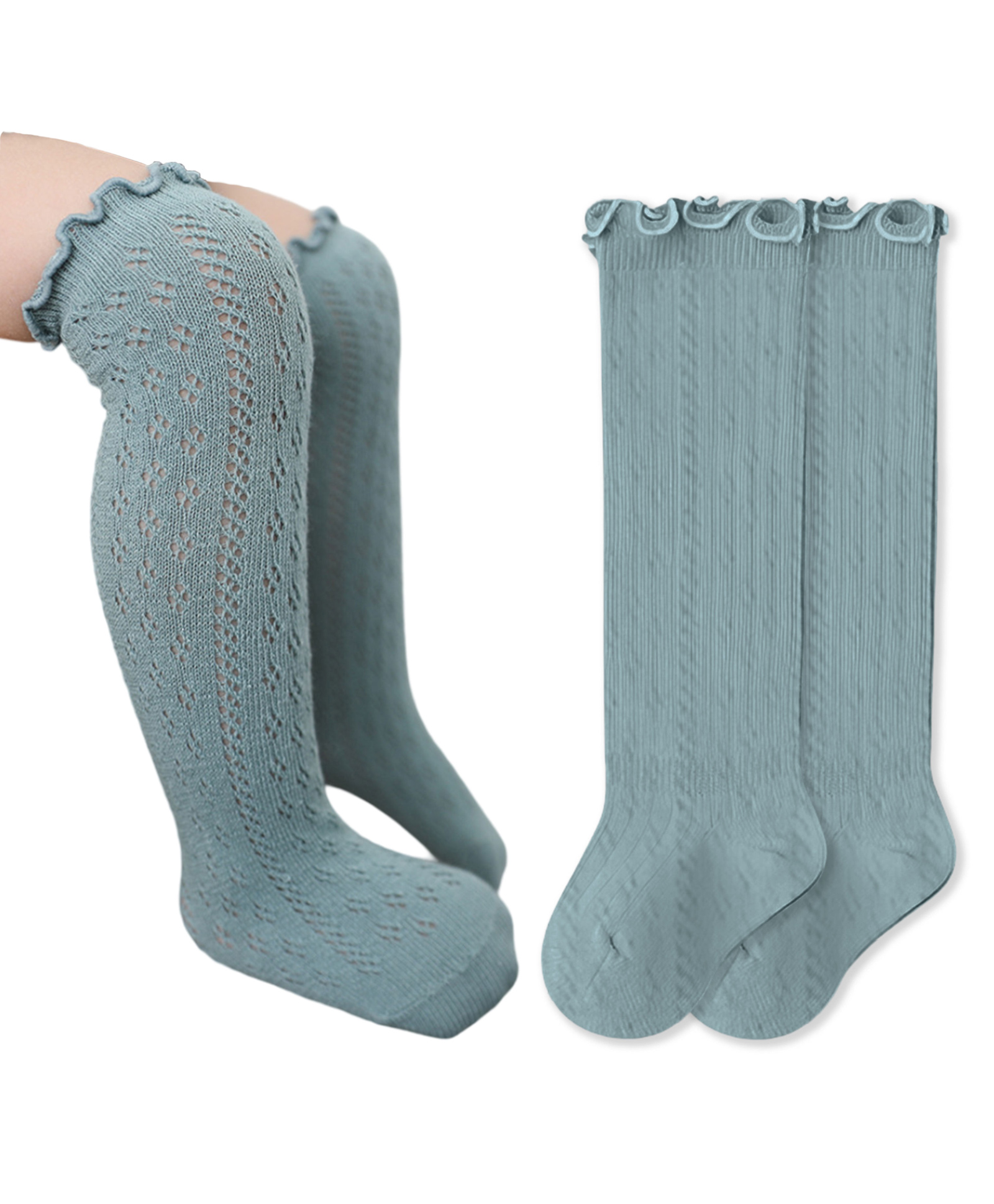Bembika Baby Knee High Socks Baby Girls Boys Cotton Knee Socks Cute Fashion Soft Elastic Socks For Toddlers - Sage-picture-42