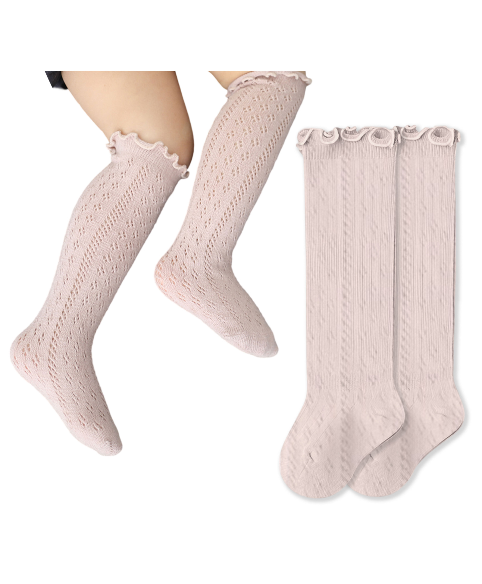 Bembika Baby Knee High Socks Baby Girls Boys Cotton Knee Socks Cute Fashion Soft Elastic Socks For Toddlers - Blush-picture-16