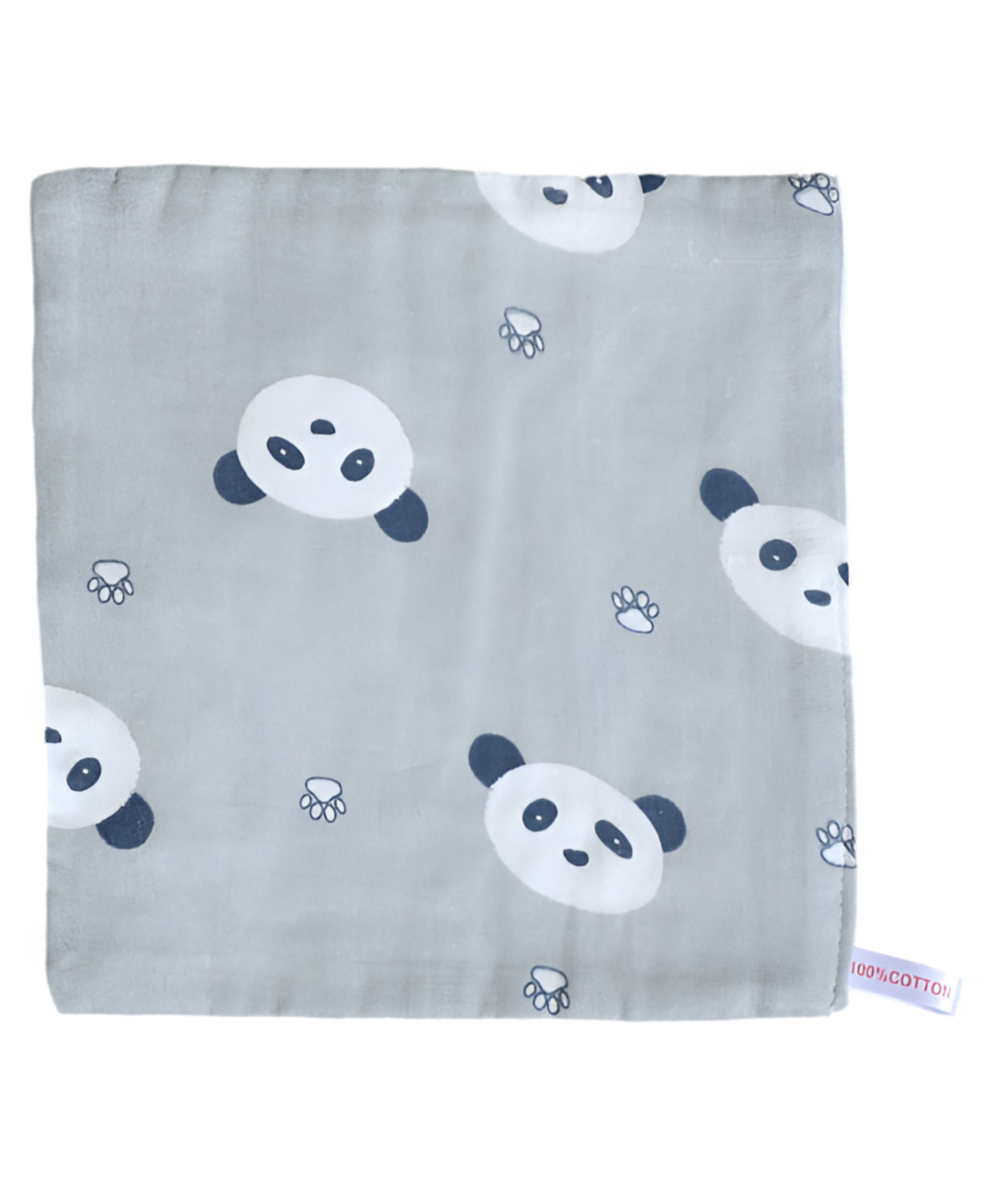 Bembika Baby Face Towels for Boys Girls Fleece Muslin Wash Cloth Panda Pattern - Grey-image-32