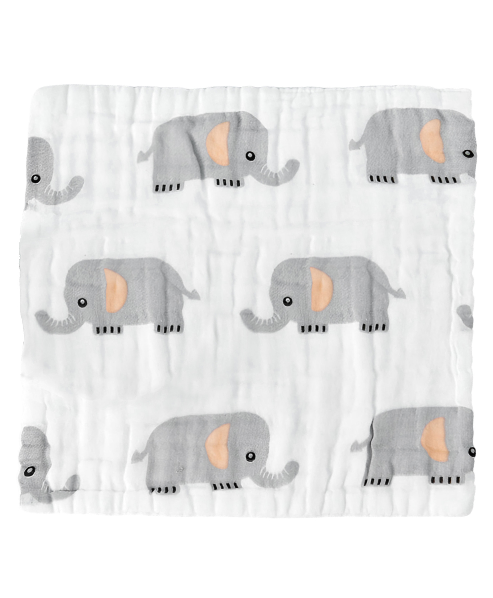 Bembika Baby Face Towels for Boys Girls Fleece Muslin Wash Cloth Elephant Pattern - Grey-image-34