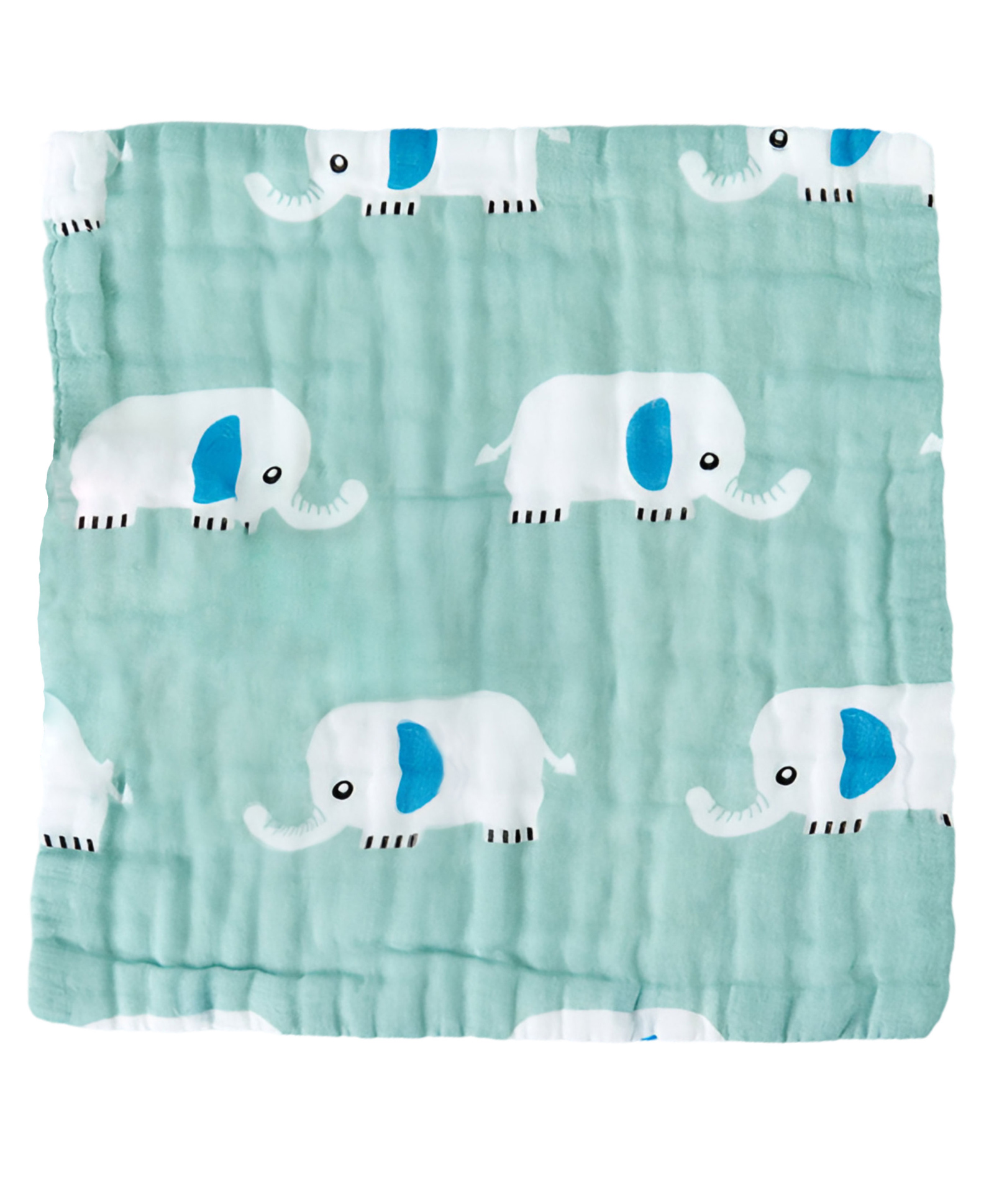 Bembika Baby Face Towels for Boys Girls Fleece Muslin Wash Cloth Elephant Pattern - Sage-image-33