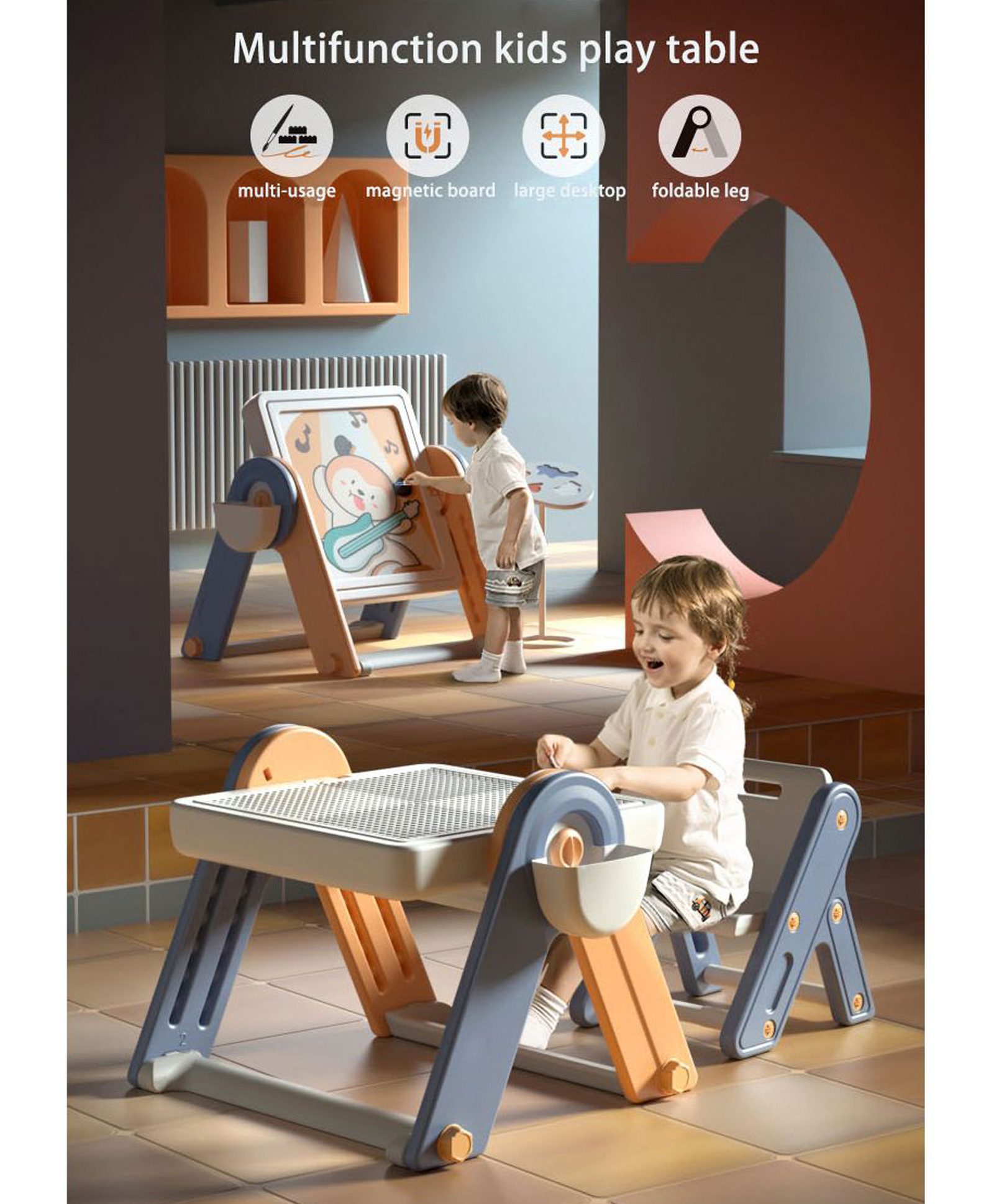 Multifunctional Block Table and Chair Set - Multicolour