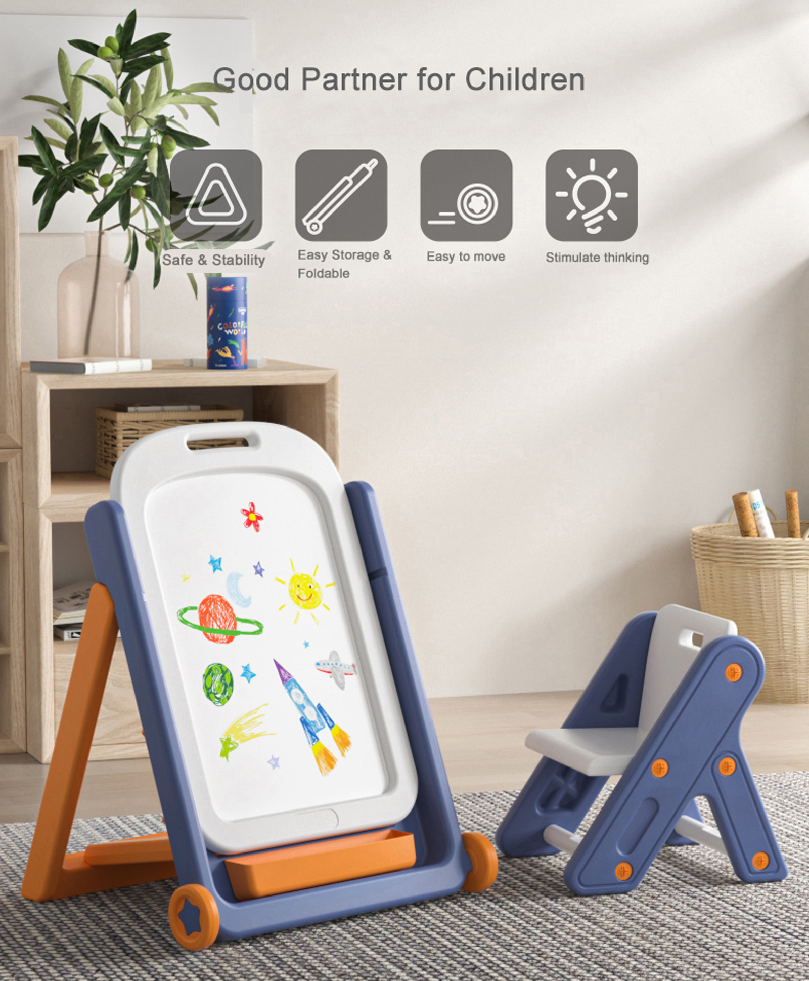 Multifunctional Block Drawing Table -Multicolour-image-40