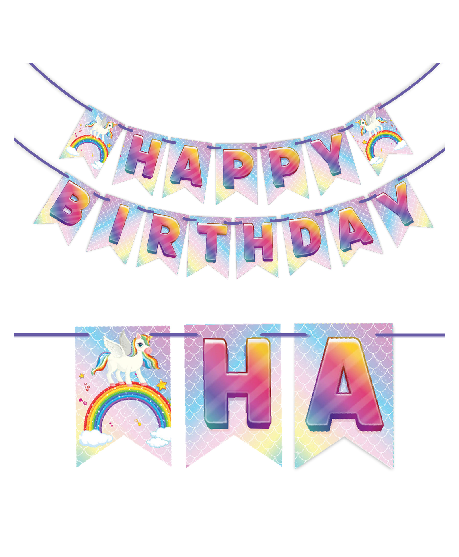 Wobbox Happy Birthday Banner, Unicorn Theme Decoration Items Pink -Pack Of 1-image-21