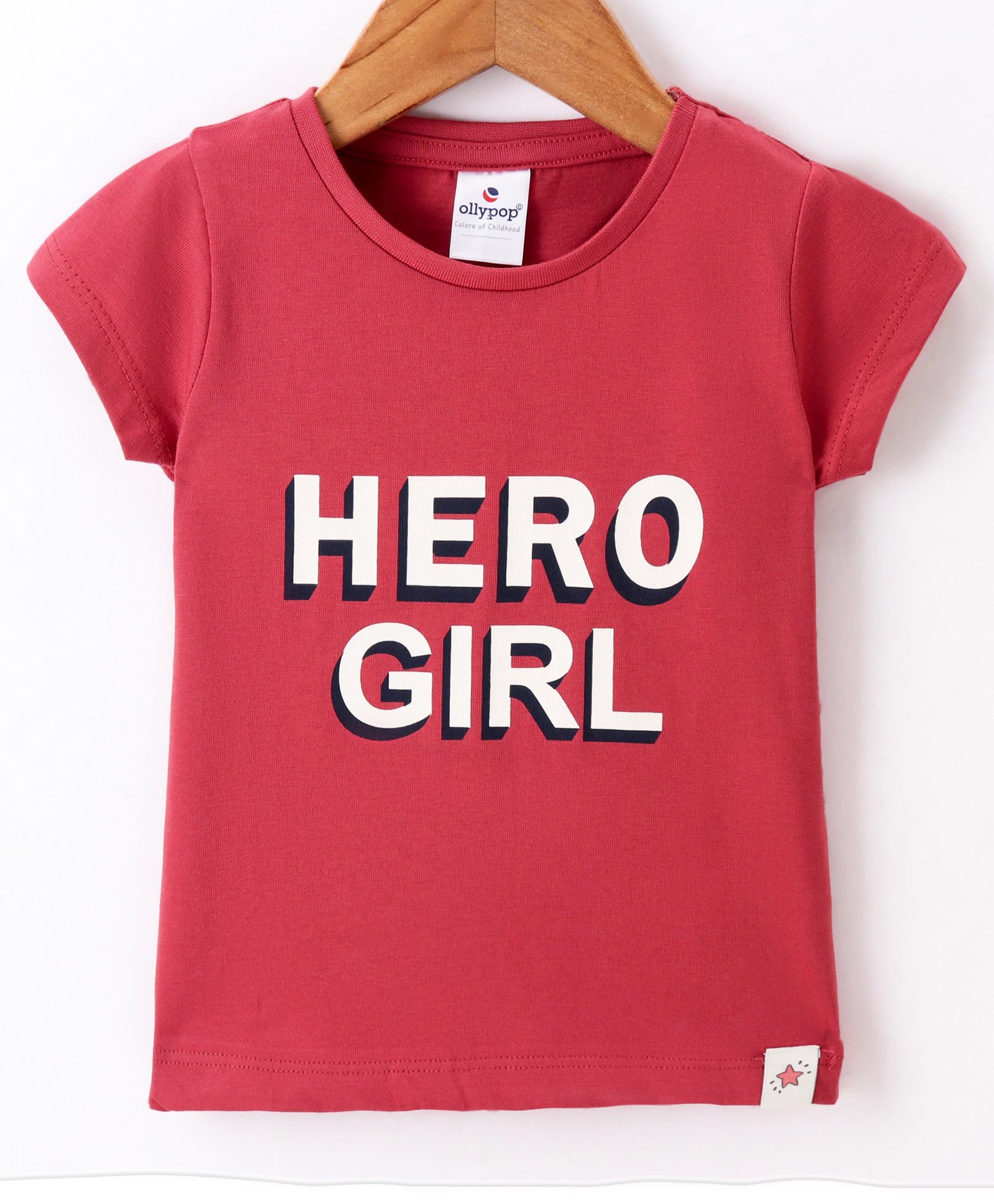 OLLYPOP Sinker Half Sleeves Text Print T-Shirt - Red-picture-47