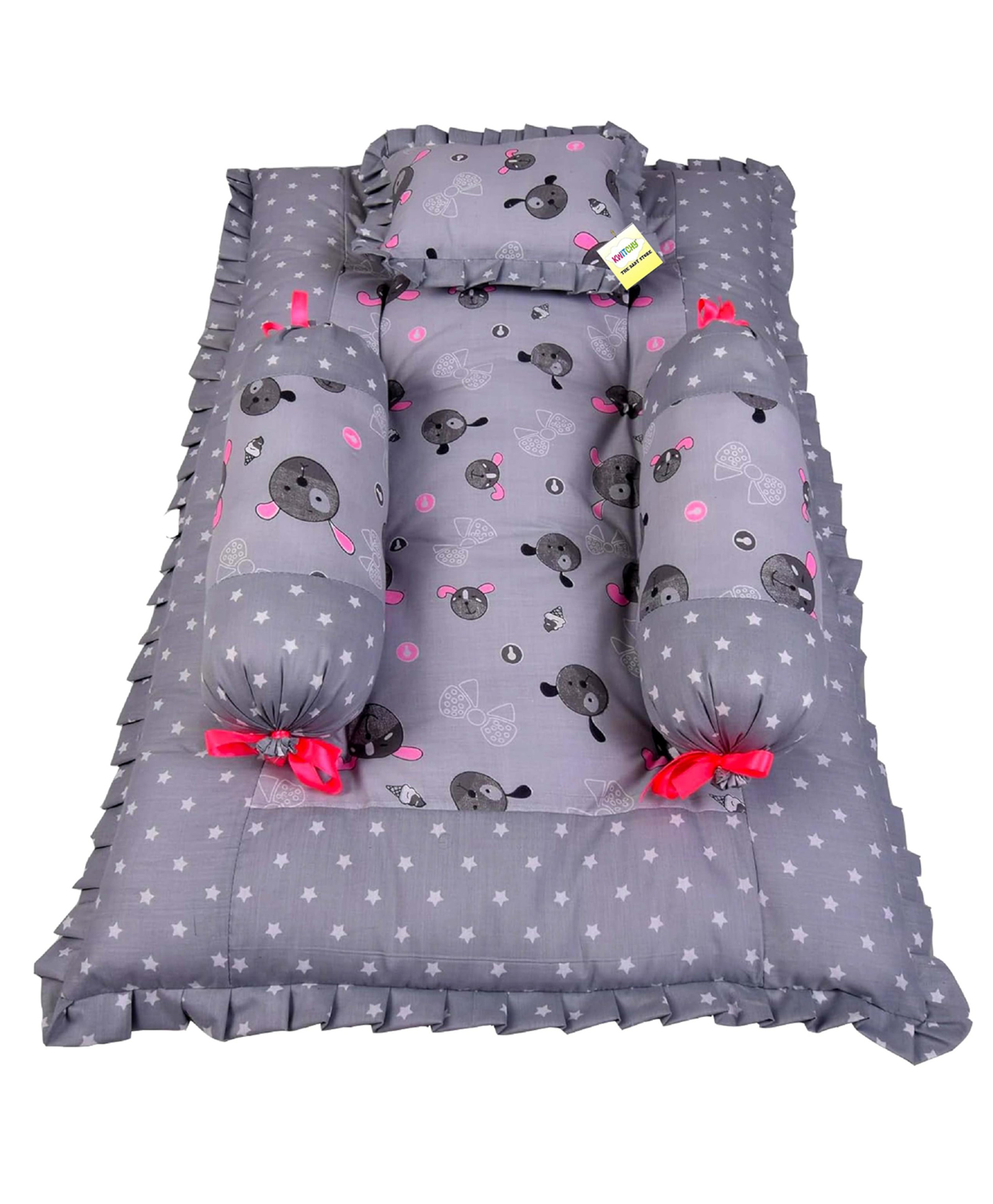 Babytoons New Born Baby Luxury Bedding Infants Premium Gaddi Set Sleeping Mattress for Boys and Girls (0-12 Months) Grey-picture-33