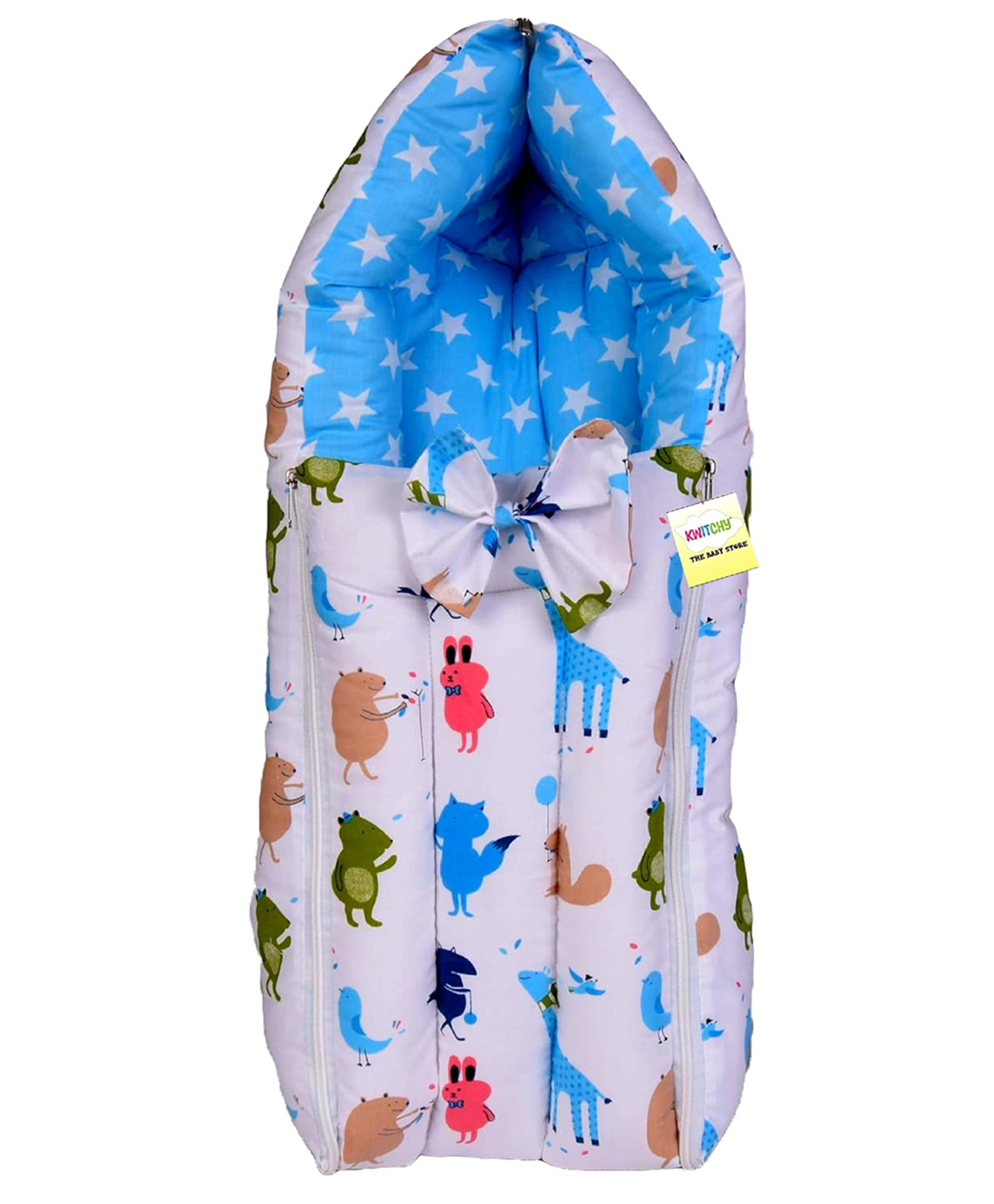 Babytoons Cotton New Born Baby Quilt/Sleeping Bag Baby Carry Nest (0-12 Months) Blue-picture-26