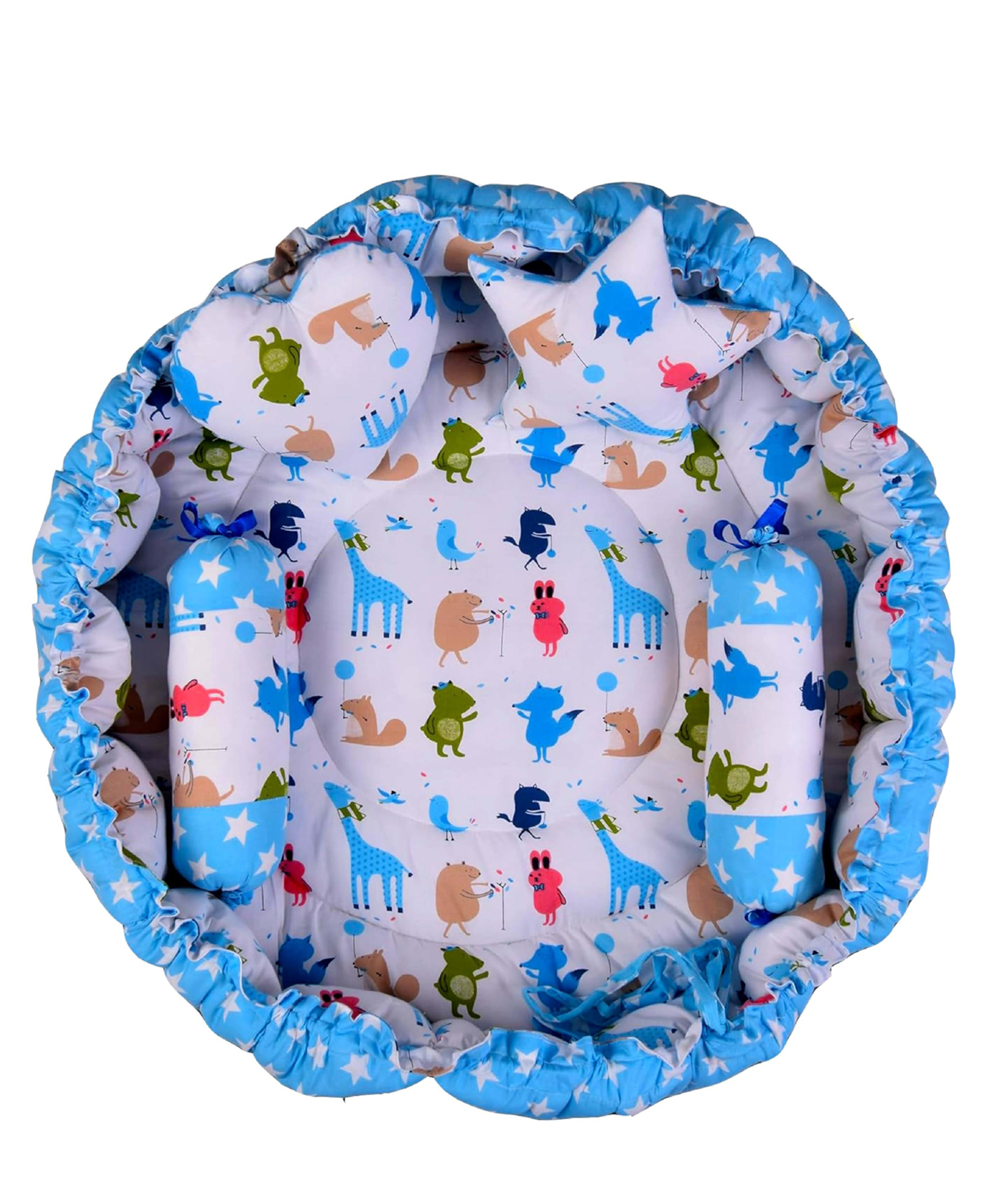 Babytoons Baby Cotton Super Soft Reversible Nest | Bed | Bedding Set (0-12 Months)  Blue-picture-21