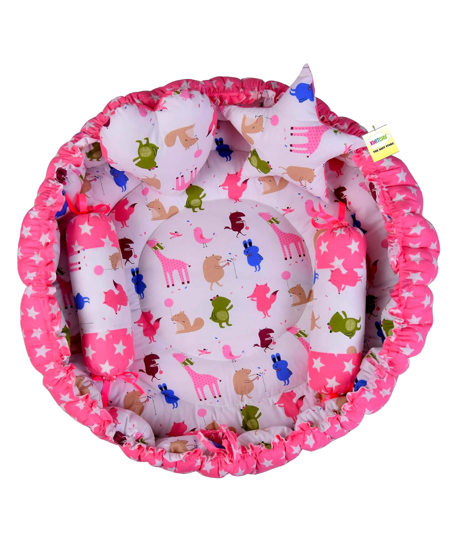 Babytoons Baby Cotton Super Soft Reversible Nest | Bed | Bedding Set (0-12 Months) Pink-picture-15