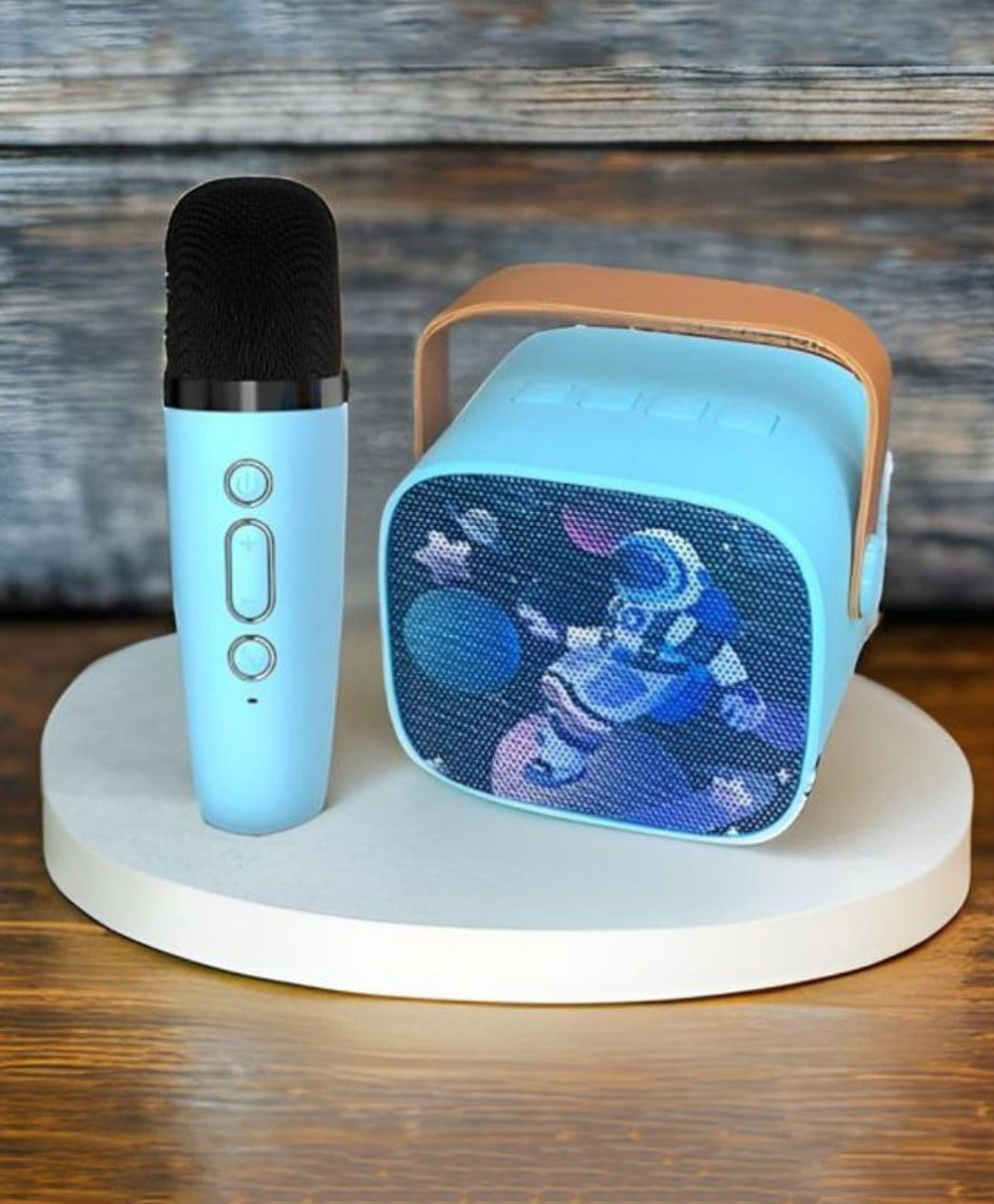 Happy Hues Karaoke Portable Bluetooth Speaker with a Wireless Microphone - Blue Space-image-32