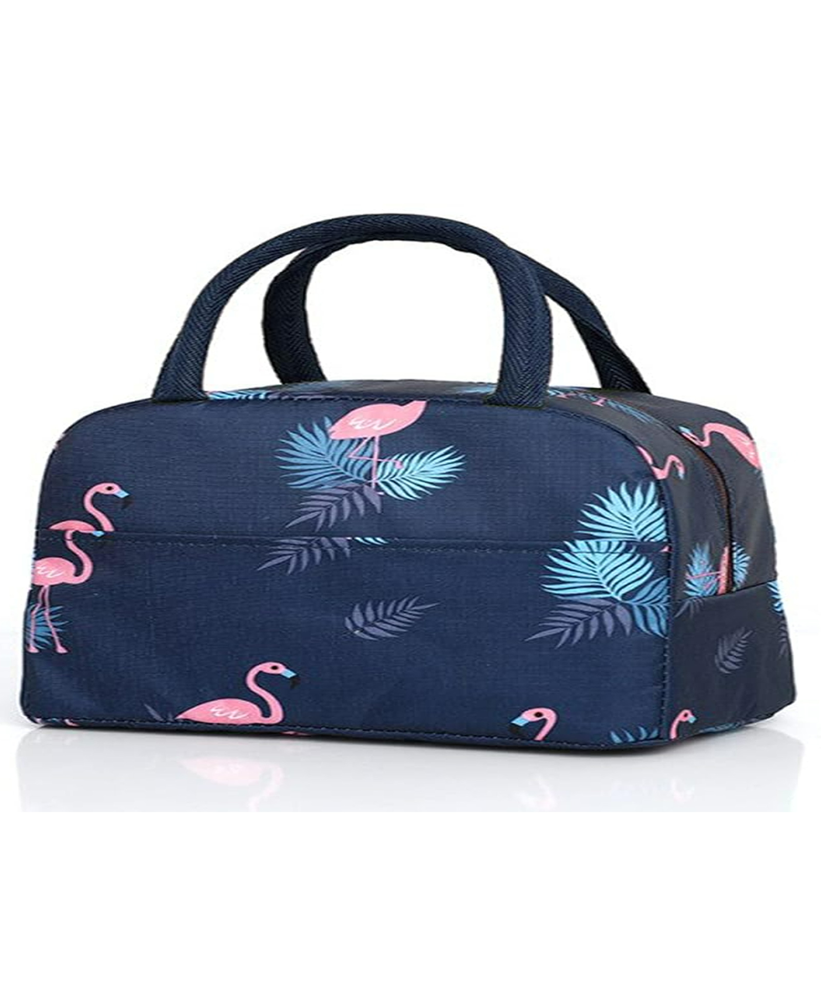 House of Quirk Insulated Lunch Bags Small for Women Work Student Kids to School Organizer Storage Lunch Box - Dark Blue Flamingo-picture-21