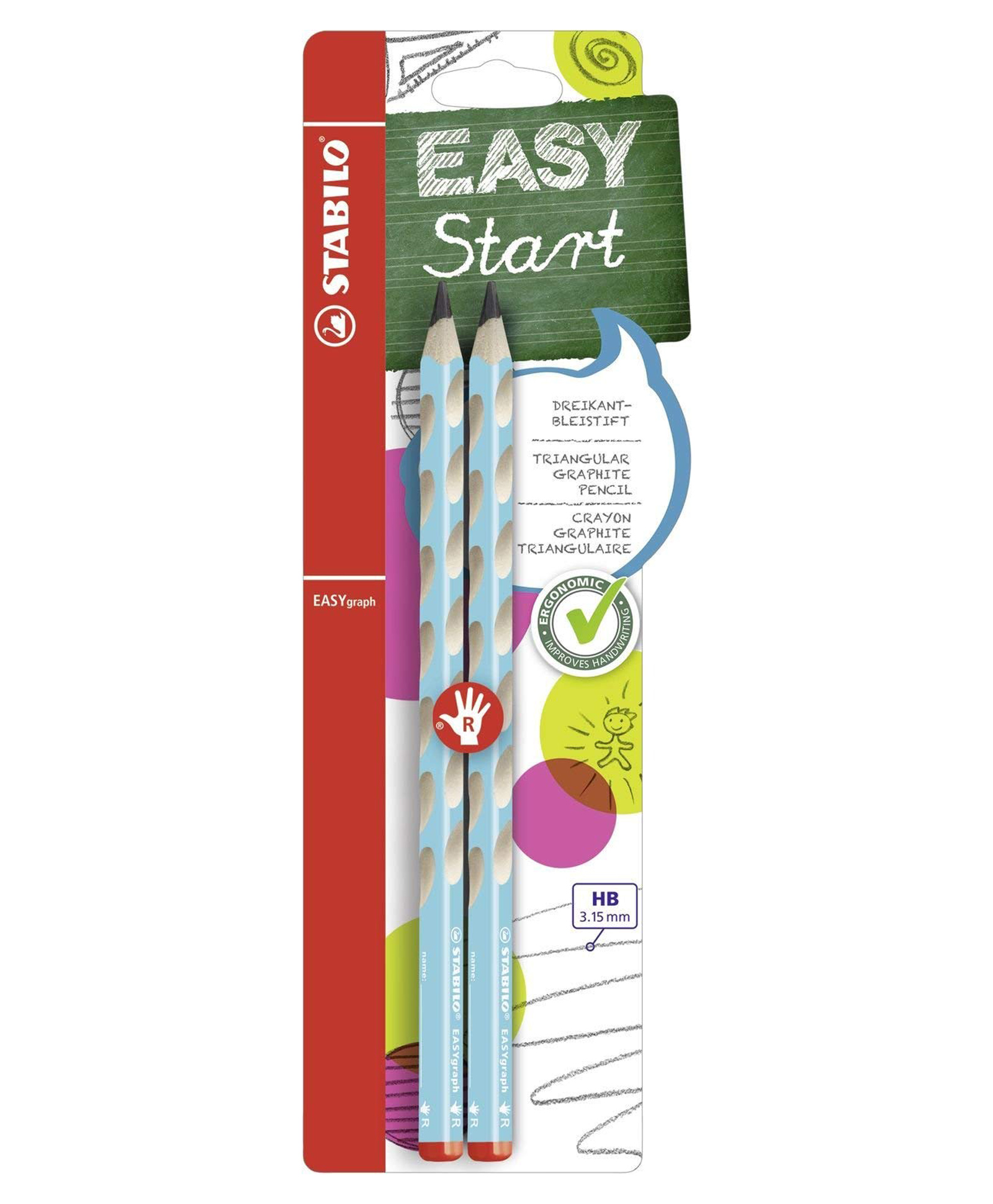 STABILO Ergonomic Graphite Pencil EASYgraph - Right-Handed - Pack of 2 - Blue - HB-picture-28