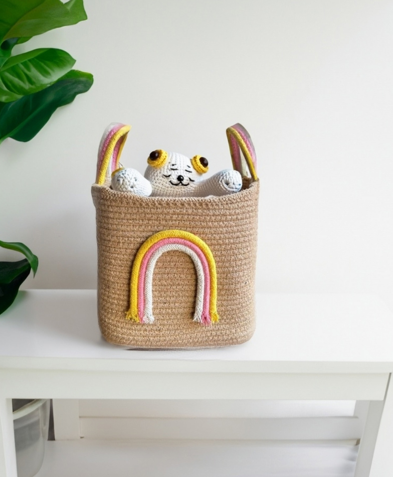 Jasmey Homes Jute Bag for Toy Storage - Rainbow-picture-21