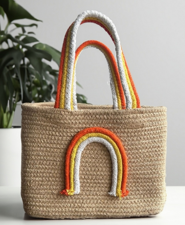 Jasmey Homes Rainbow Handle Storage Baskets- Beige-picture-23