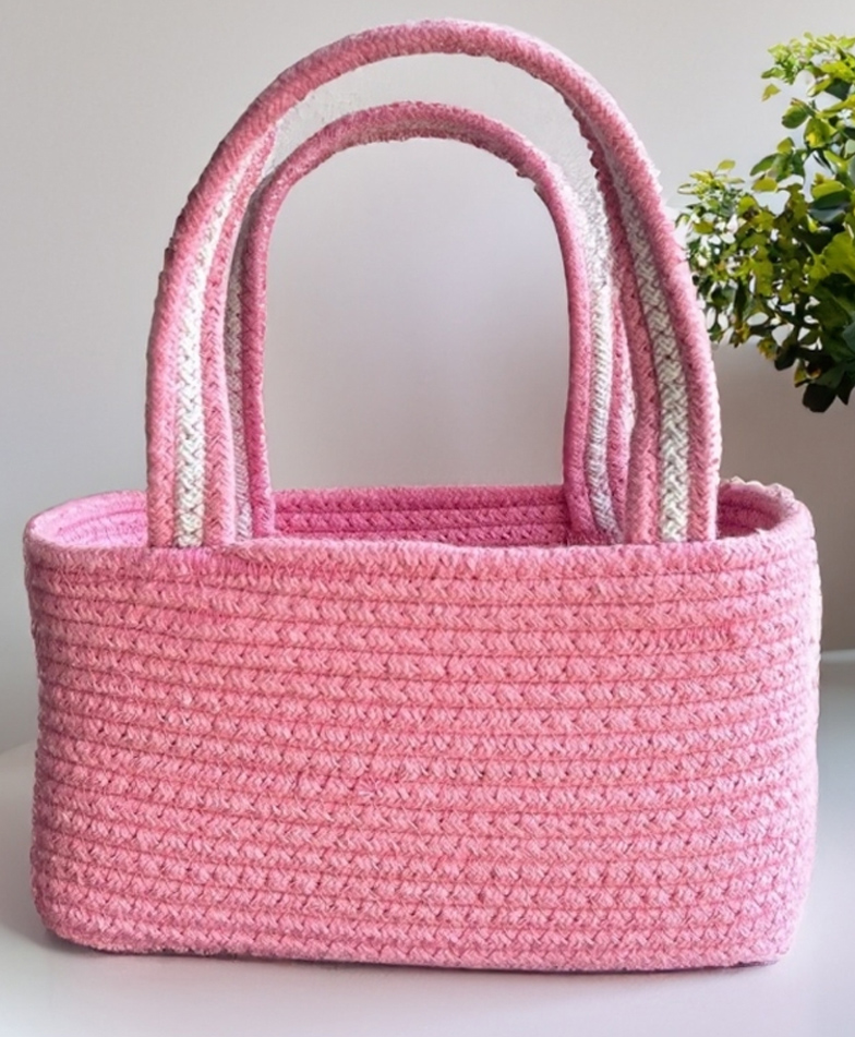 Jasmey Homes Boho Storage Basket- Baby Pink-image-2