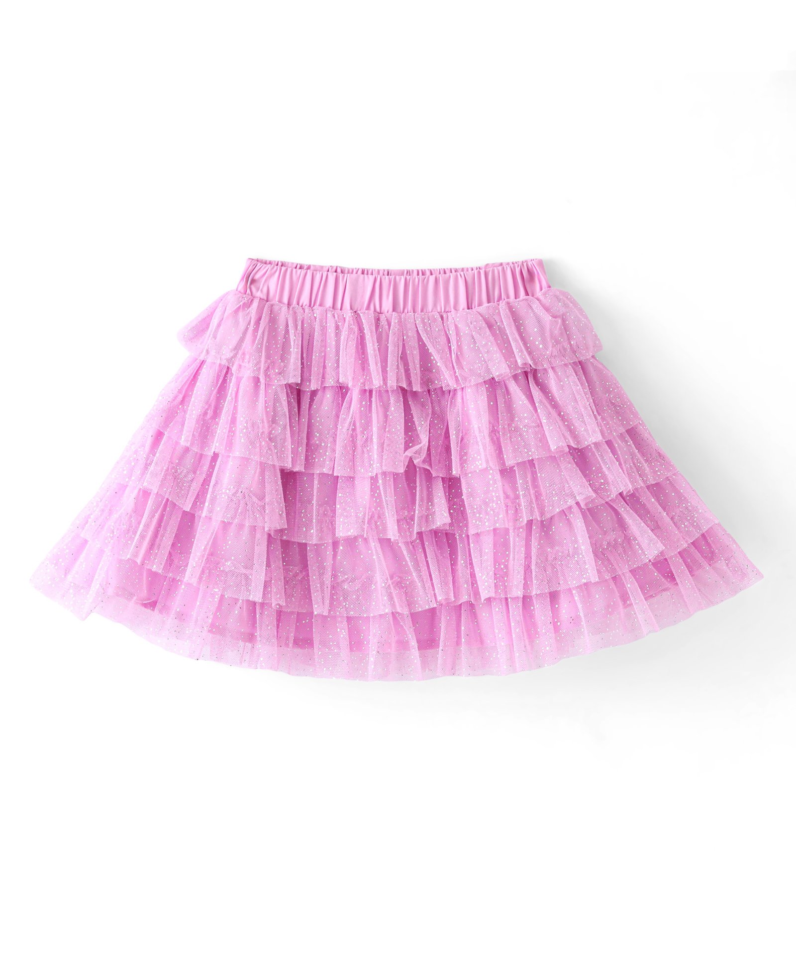 Babyhug Woven Above Knee Length Skirt With Tiered Frills & Glitter - Lilac-picture-11