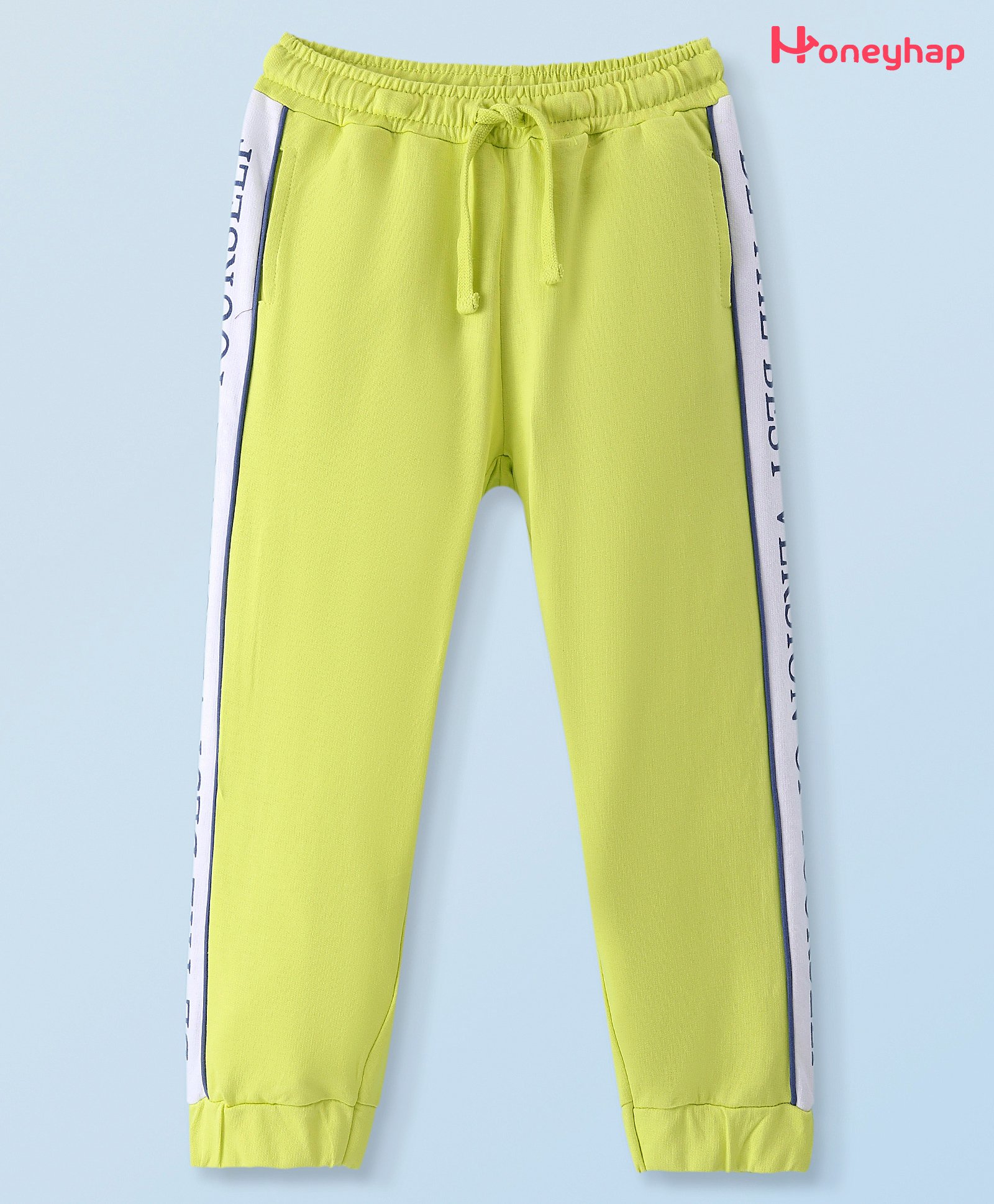 Honeyhap 100% Cotton Looper Knit Full Length Lounge Pant with Text Print & Bio Finish  - Limeade-picture-27