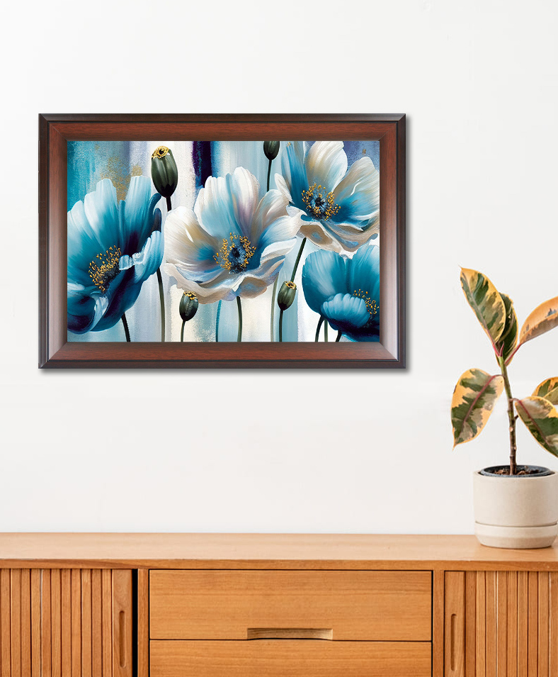 WENS ABSTRACT COLORFUL FLOWER FRAMED WALL ART PAINTING Brown-image-48