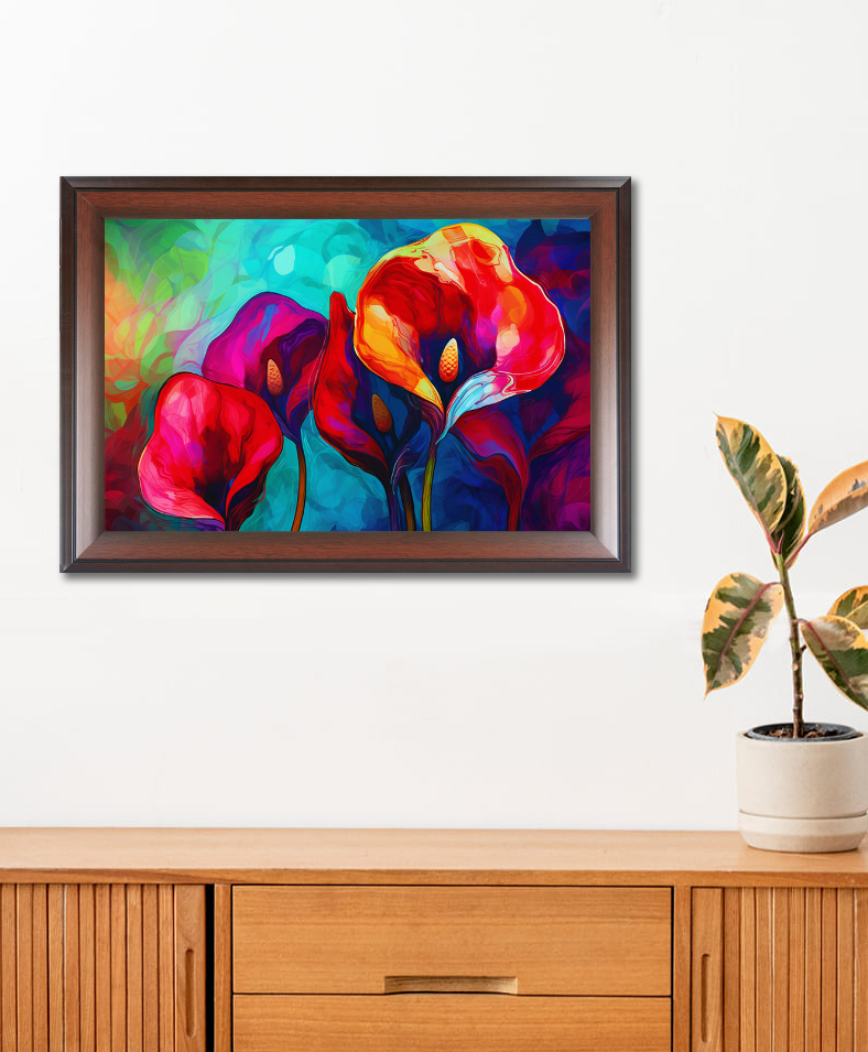 WENS ABSTRACT COLORFUL FLOWER FRAMED WALL ART PAINTING Brown-image-46