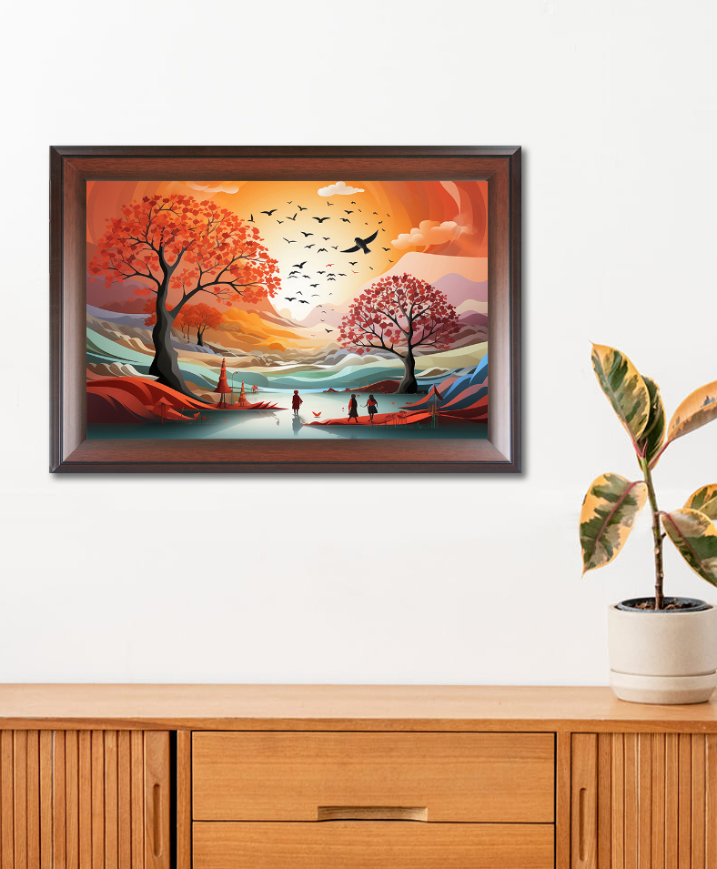 WENS MAGICAL NATURE LANDSCAPE FRAMED WALL ART PAINTING Brown-image-44