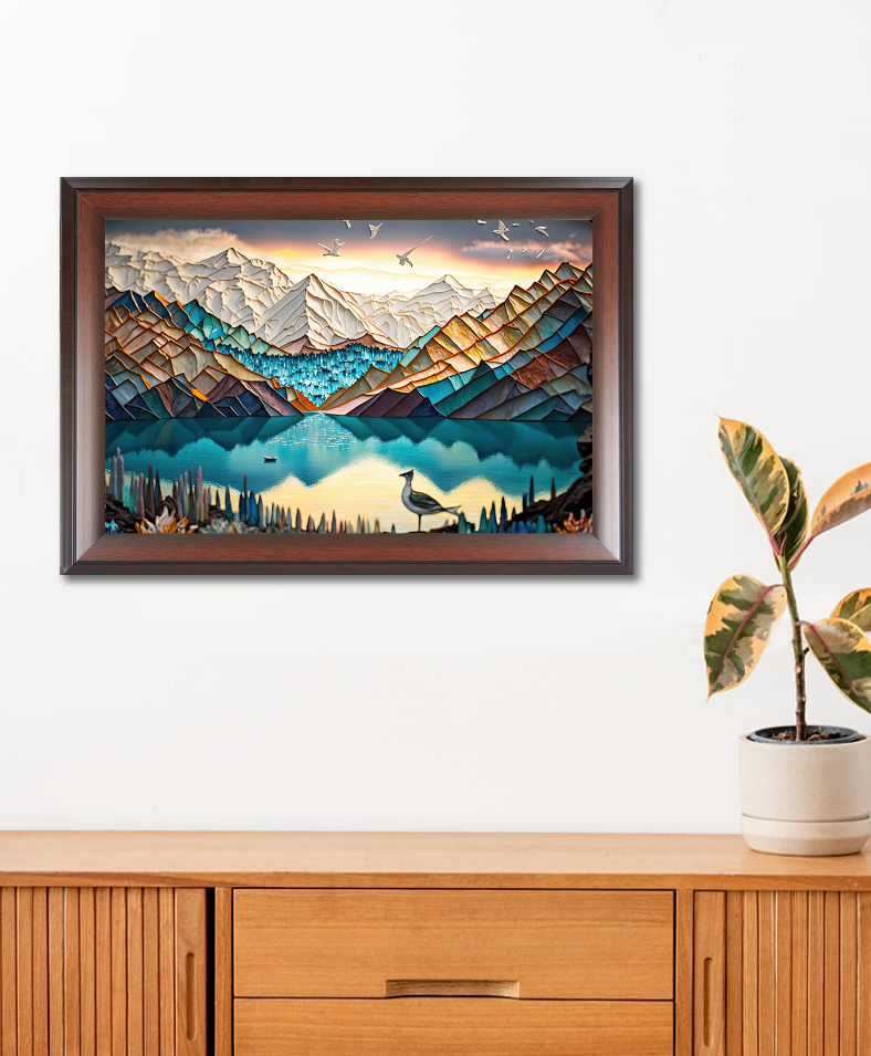 WENS ADORABLE MOUNTAIN VIEW FRAMED WALL ART PAINTING Brown-image-47