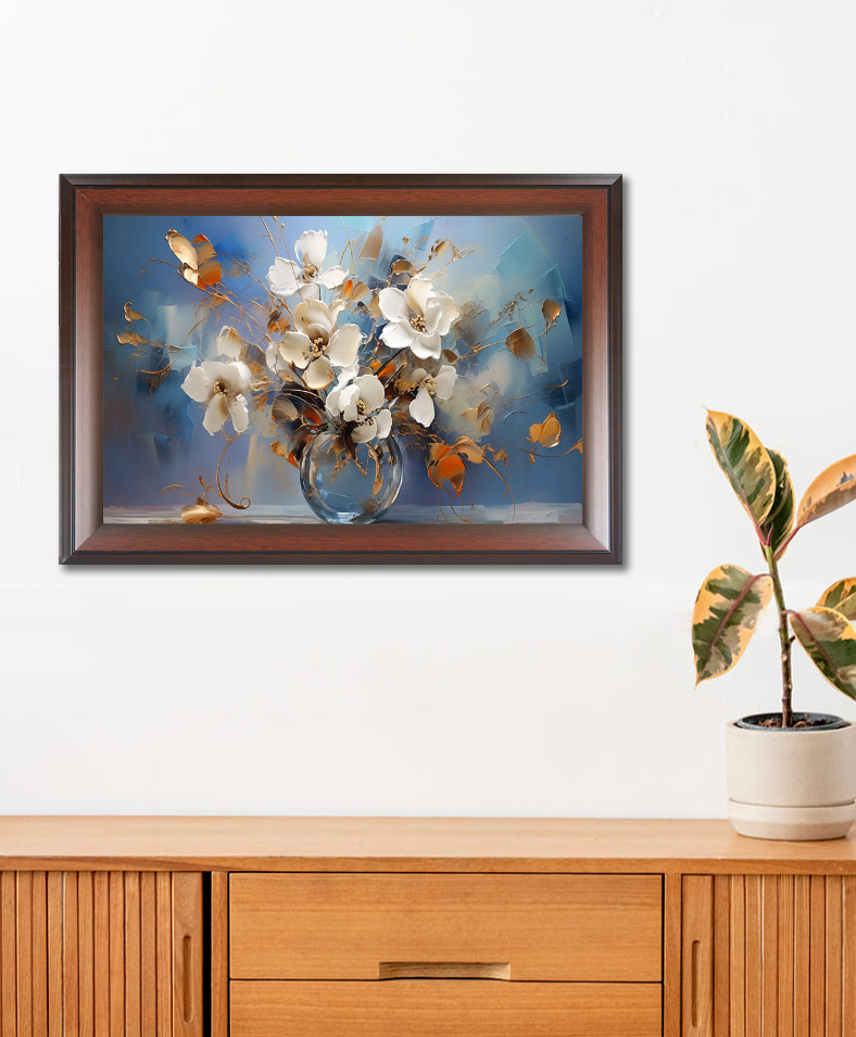 WENS ABSTRACT FLOWER FRAMED WALL ART PAINTING Brown-image-8