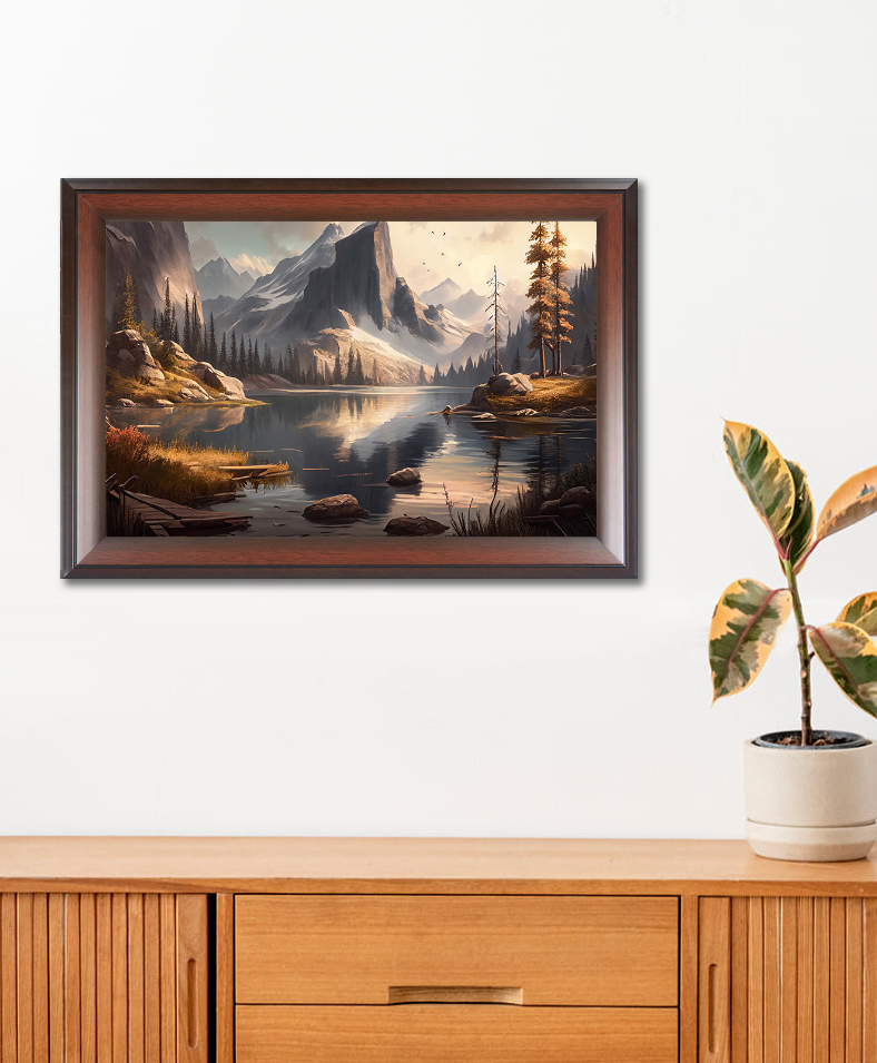 WENS BEAUTIFUL LANDSCAPE NATURE FRAMED WALL ART PAINTING Brown-image-29