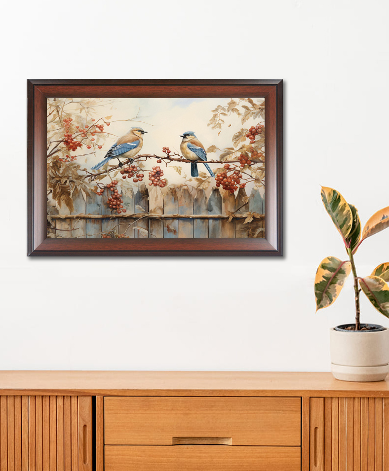 WENS LOVE BIRDS FRAMED WALL ART PAINTING Brown-picture-16
