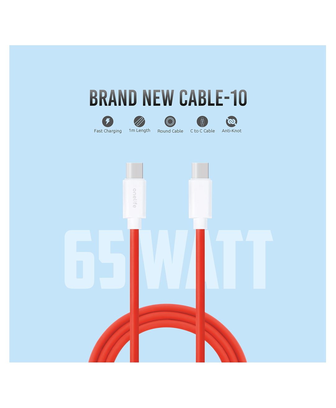 Onelife Cable 10  65 Watt C to C - Red-picture-26