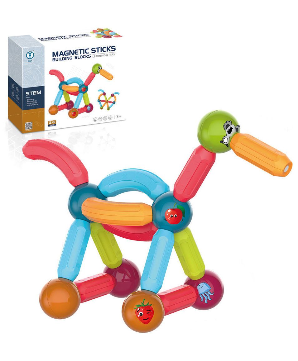 Sanjary Magnetic Sticks Blocks 26 Pieces Toy for kids - Multicolor-picture-41