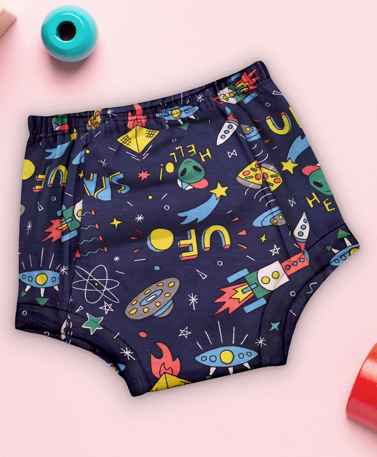 Moms Home 100% Cotton Unisex Baby Padded Underwear -Rocket -Size 3 (3-4Y) - Pack of 1-image-37