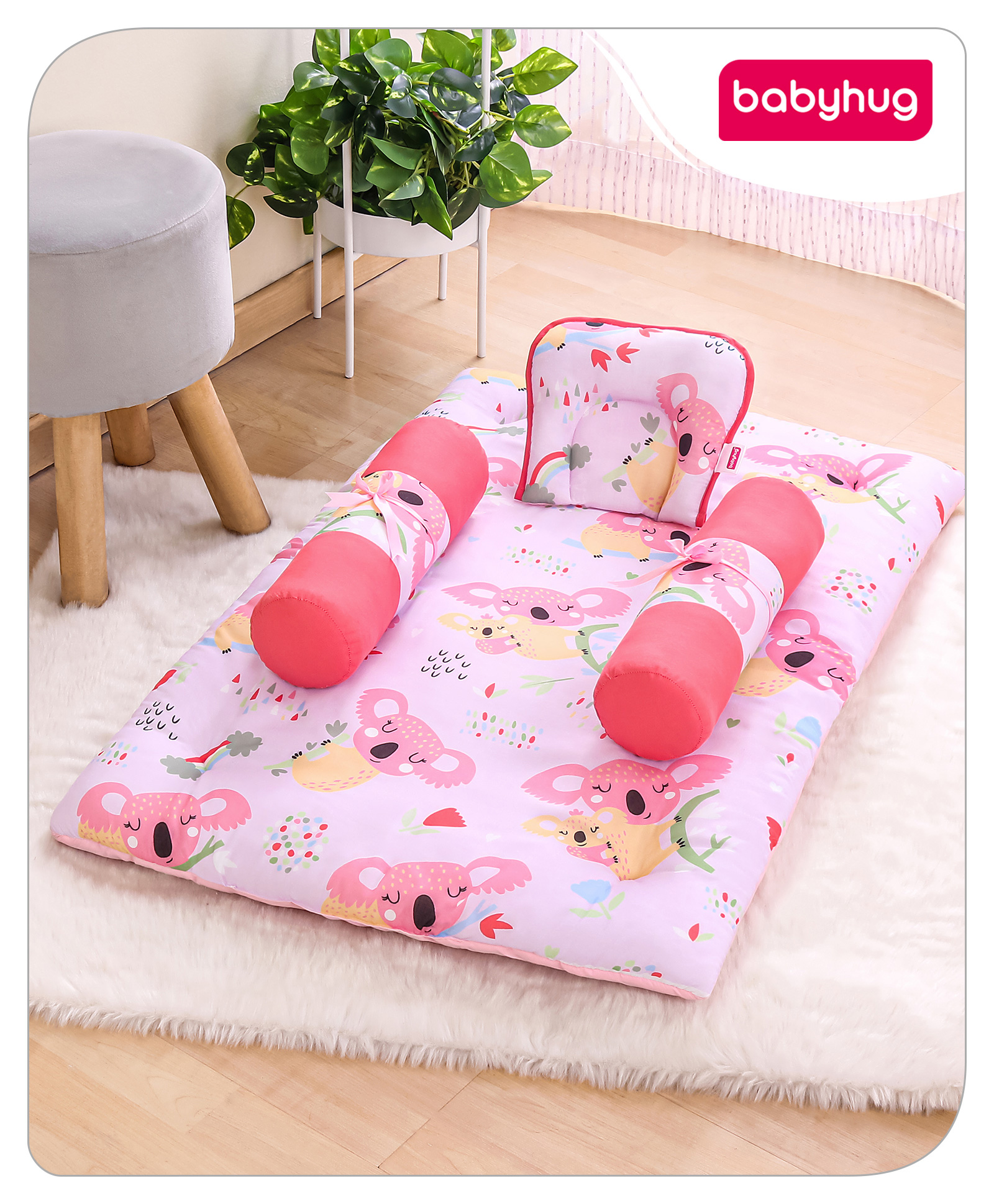 Babyhug Cotton Bedding Set Koala Print - Lilac-picture-21