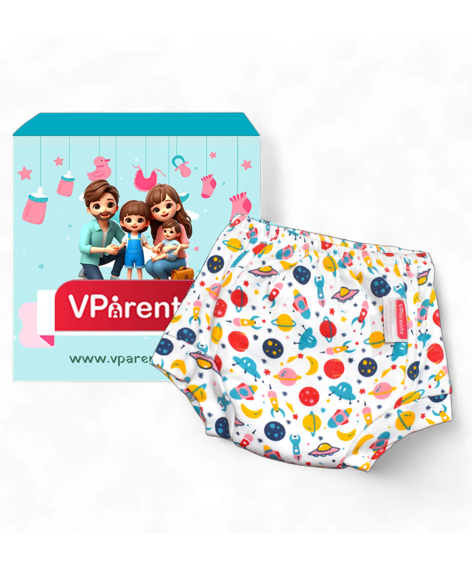 VParents Padded Underwear for Babies and Toddlers with 3 Layers of Cotton Padding Potty Training  Pull Up & Diaper-Free Time (6 -12 months ) (Print may vary)-picture-3