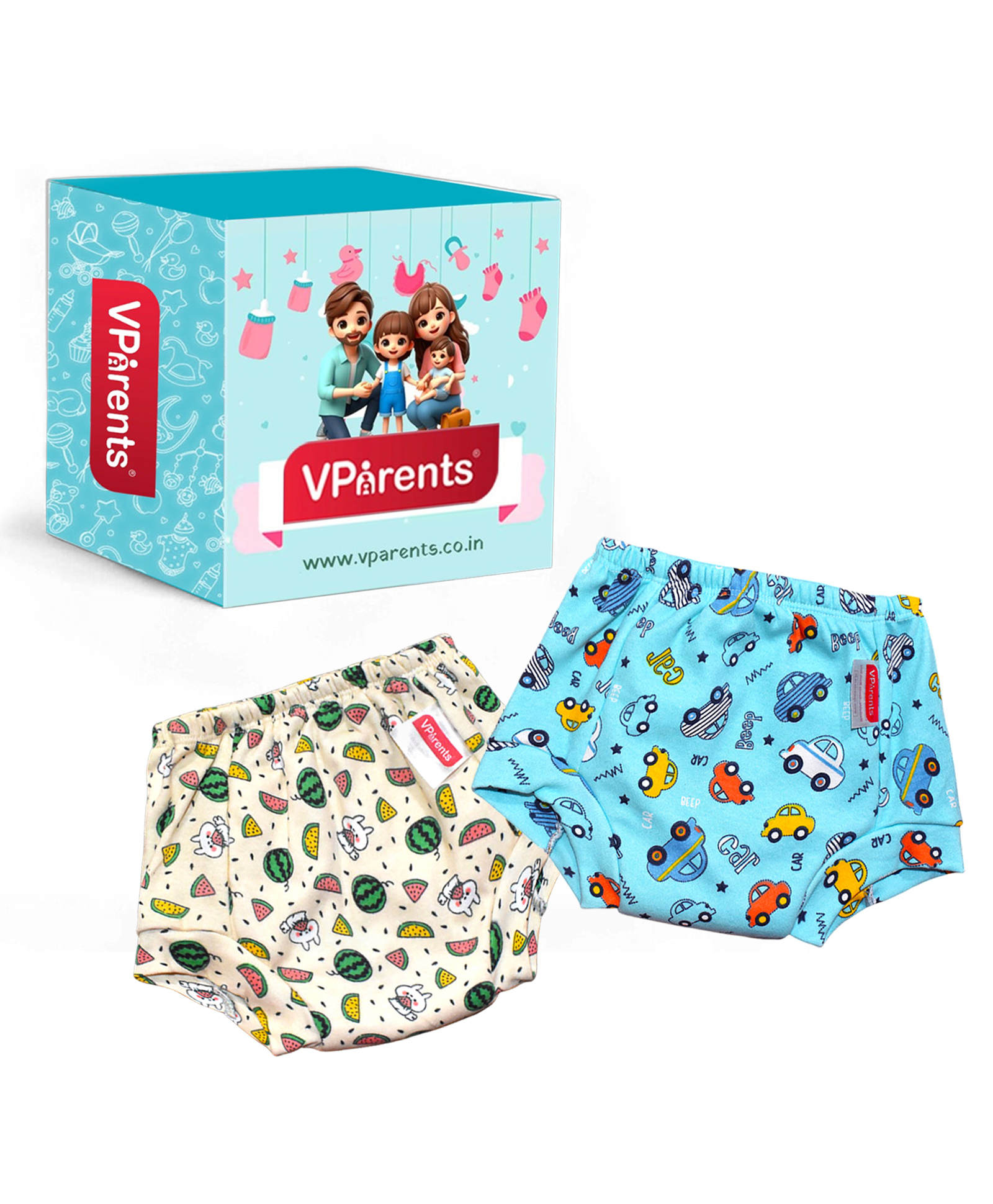 VParents Padded Underwear for Babies and Toddlers with 3 Layers of Cotton Padding Potty Training  Pull Up & Diaper-Free Time Pack of 2 (6 -12 months) (Print may vary)-picture-8